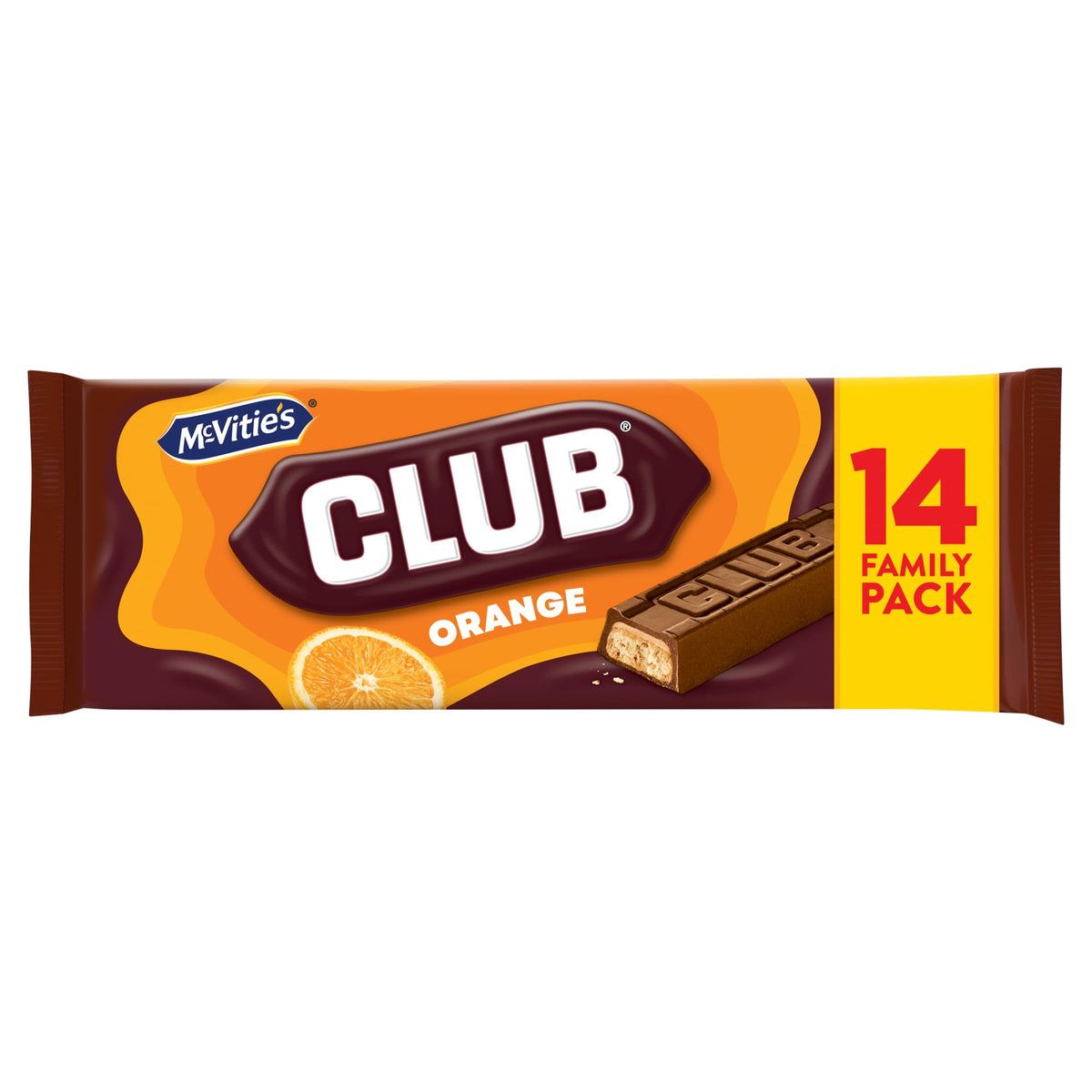 McVitie's Club Chocolate Orange Biscuit Bar - Twin Pack, 14 Bars