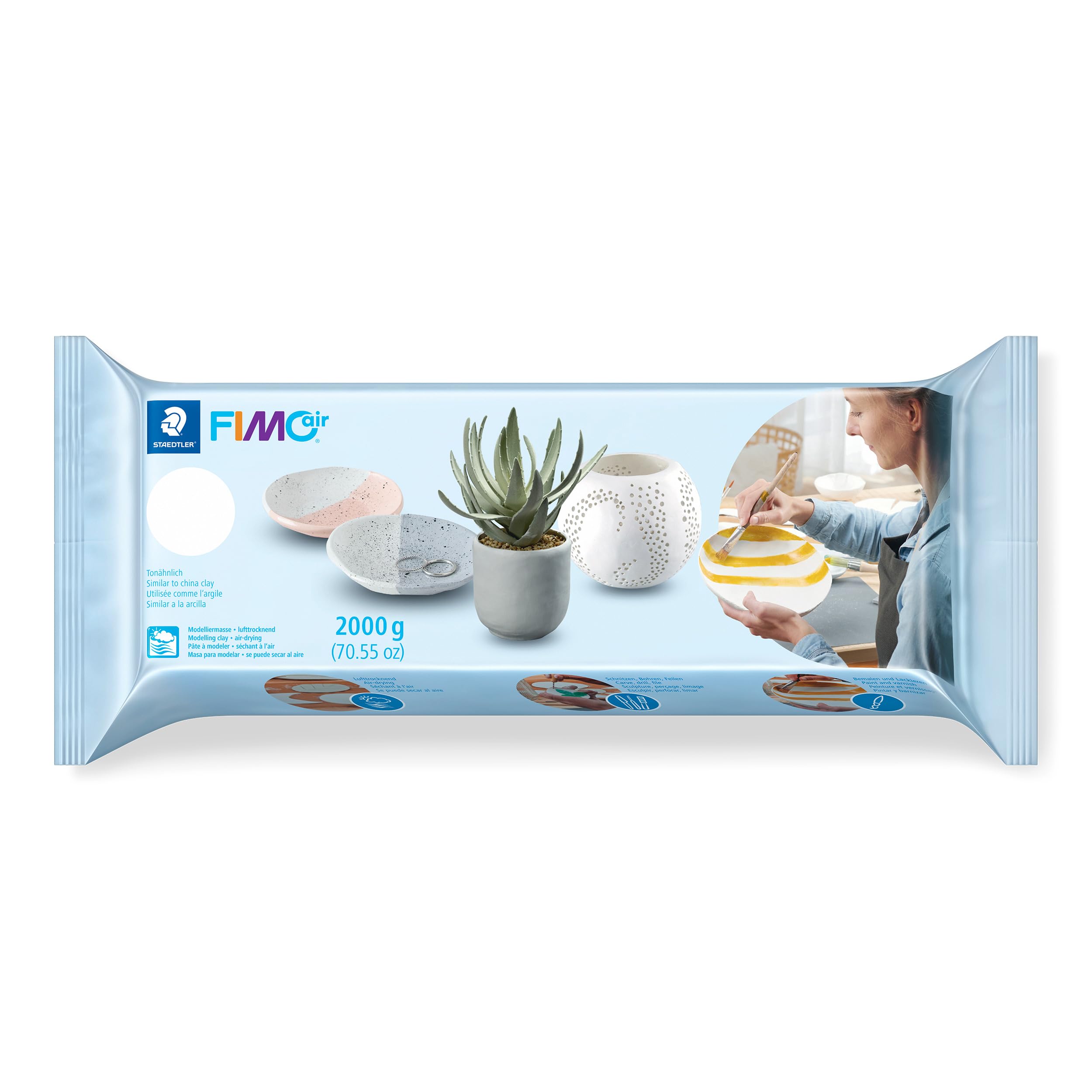 STAEDTLER FIMOair Air Dry Clay - White Modelling Clay | 2kg Block