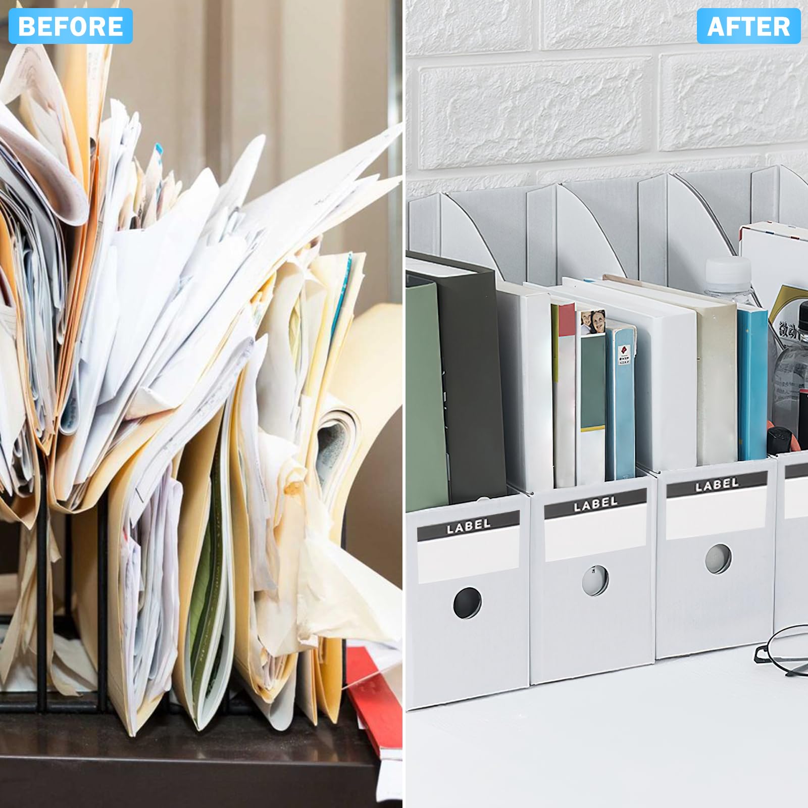 Woobroo Magazine File Holder - 10 Pack A4 Size Cardboard Organiser | White | 260x90x270mm 6