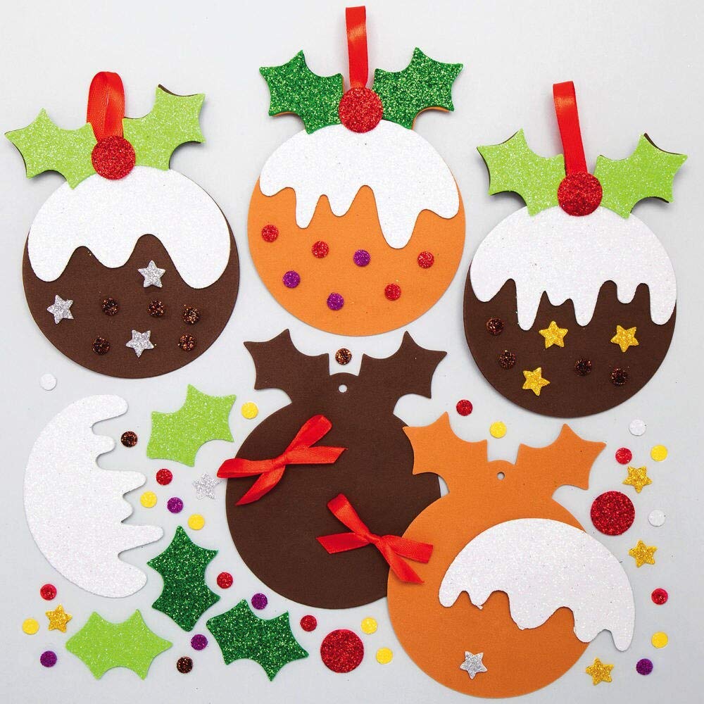 Baker Ross AX344 Christmas Pudding Mix and Match Decoration Craft Kit - 8 Pack, Ages 3+ 5
