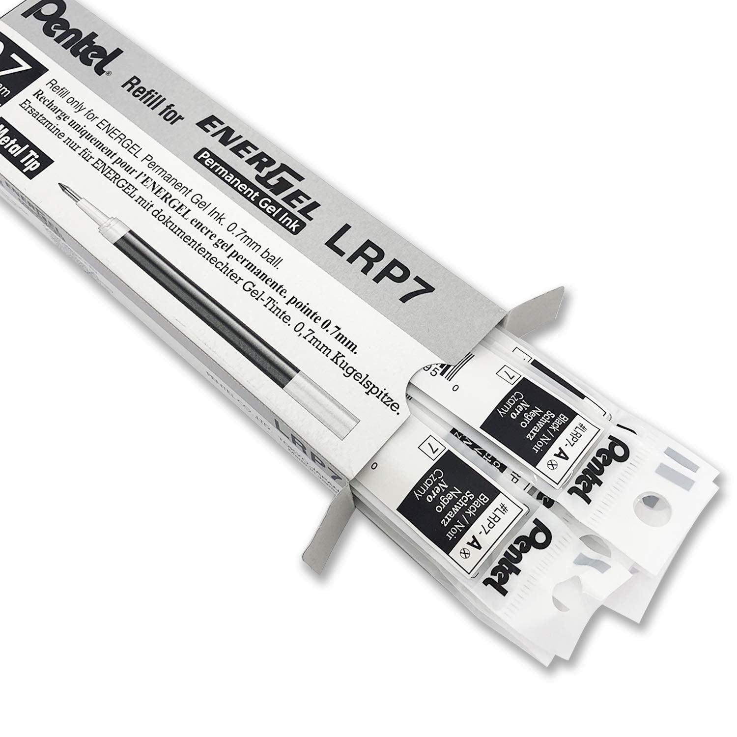 Pentel EnerGel Permanent Pen Refills - 0.7mm Black Ink | Pack of 12 5