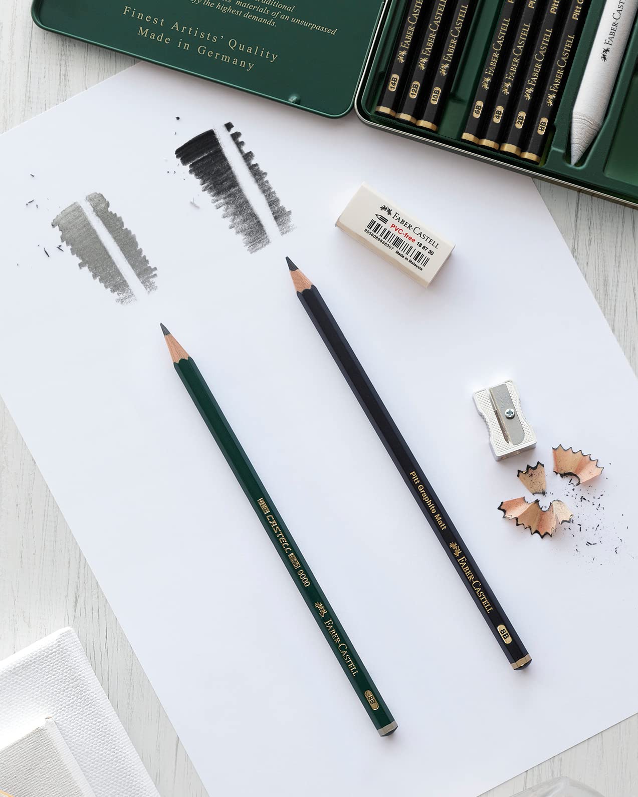Faber-Castell Art & Graphic Pitt Graphite Matt Pencil - Ultra Matt Laydown | 8 Degrees HB to 14B | Tin of 6 6