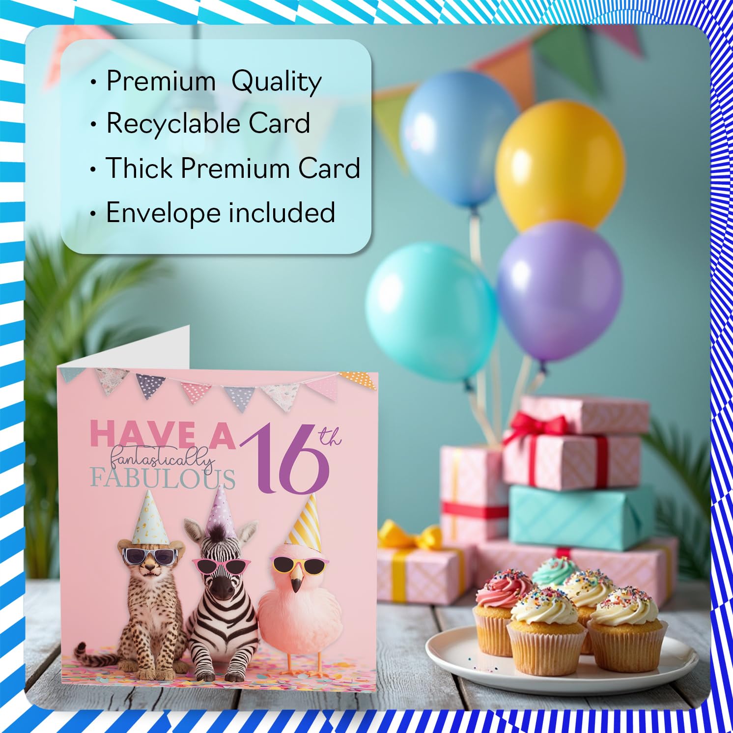 Stuff4 16th Birthday Card for Girls - Fantastically Fabulous Design | 145mm x 145mm 3