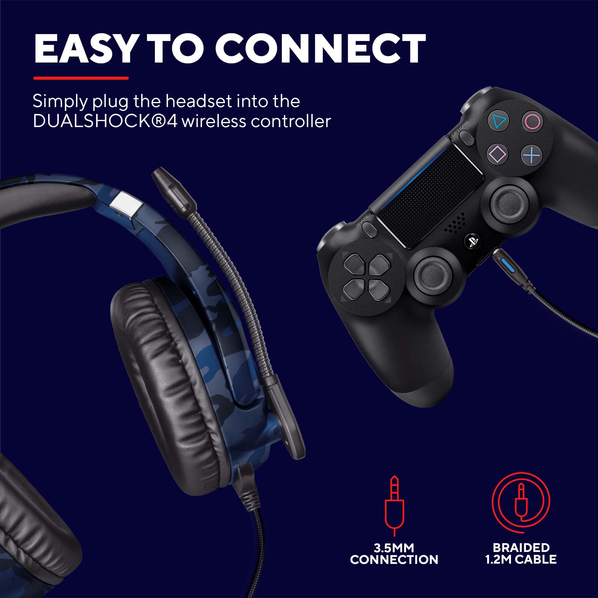 GXTrust GXT 488 Forze-B Gaming Headset - Officially Licensed for PS4/PS5 | 50mm Drivers | Blue 4