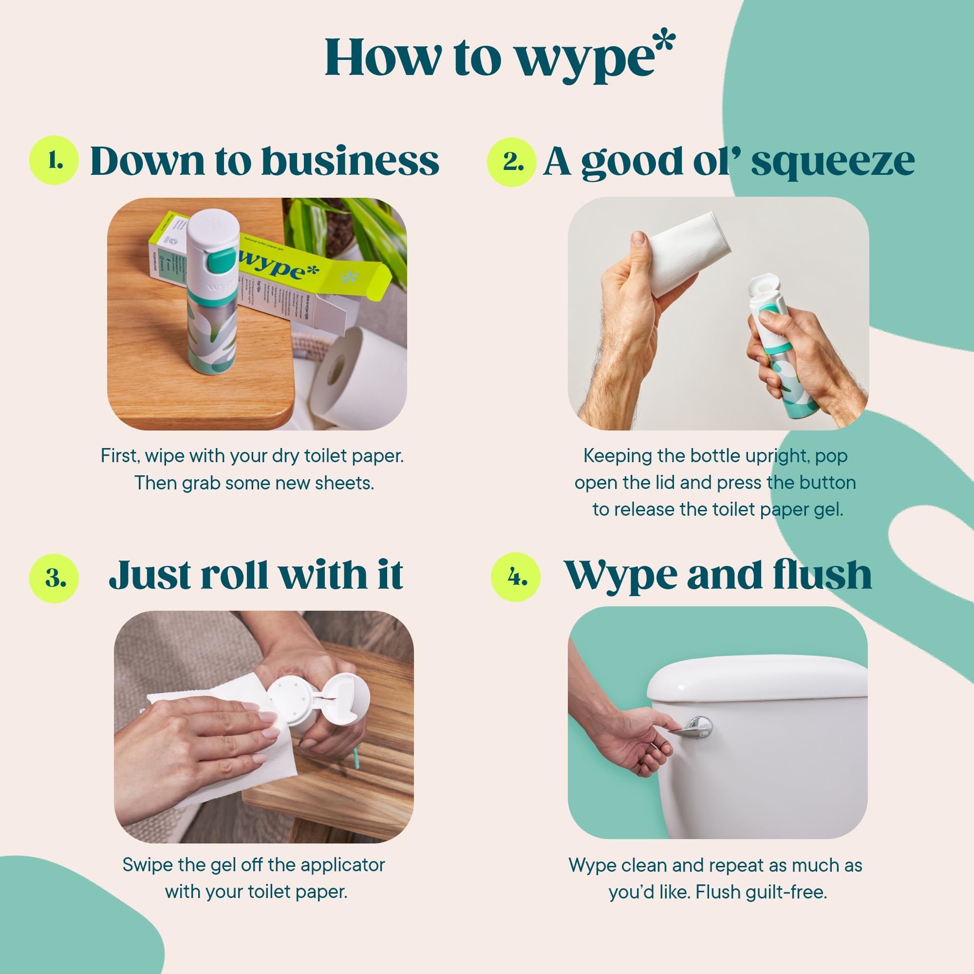 Wype On The Go Bundle Toilet Roll Gel | 3 x 30ml Mini | Flushable & Biodegradable 5