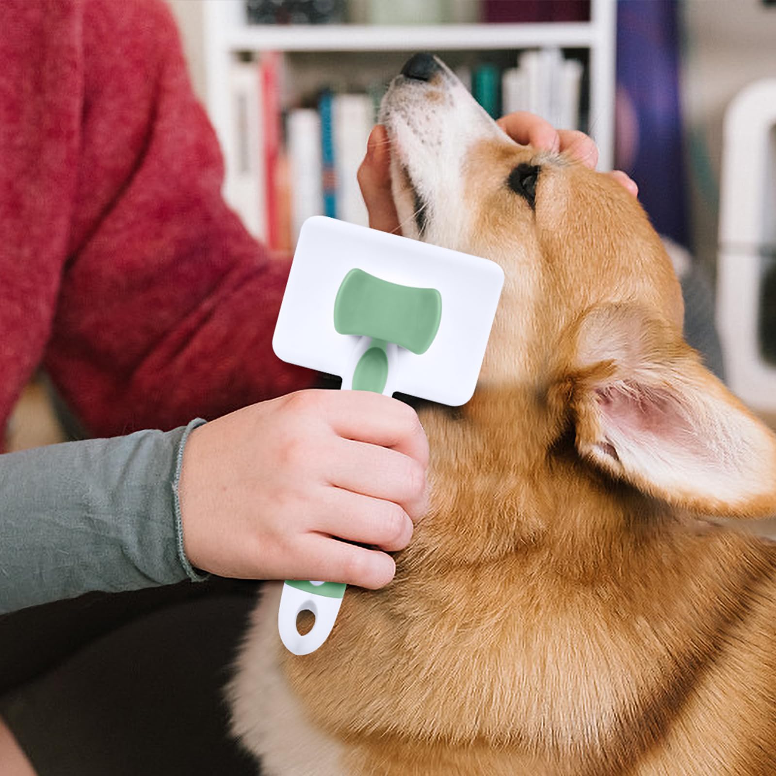 Vinabo Pet Self-Cleaning Slicker Brush - Removes Undercoat & Tangles | Green 7