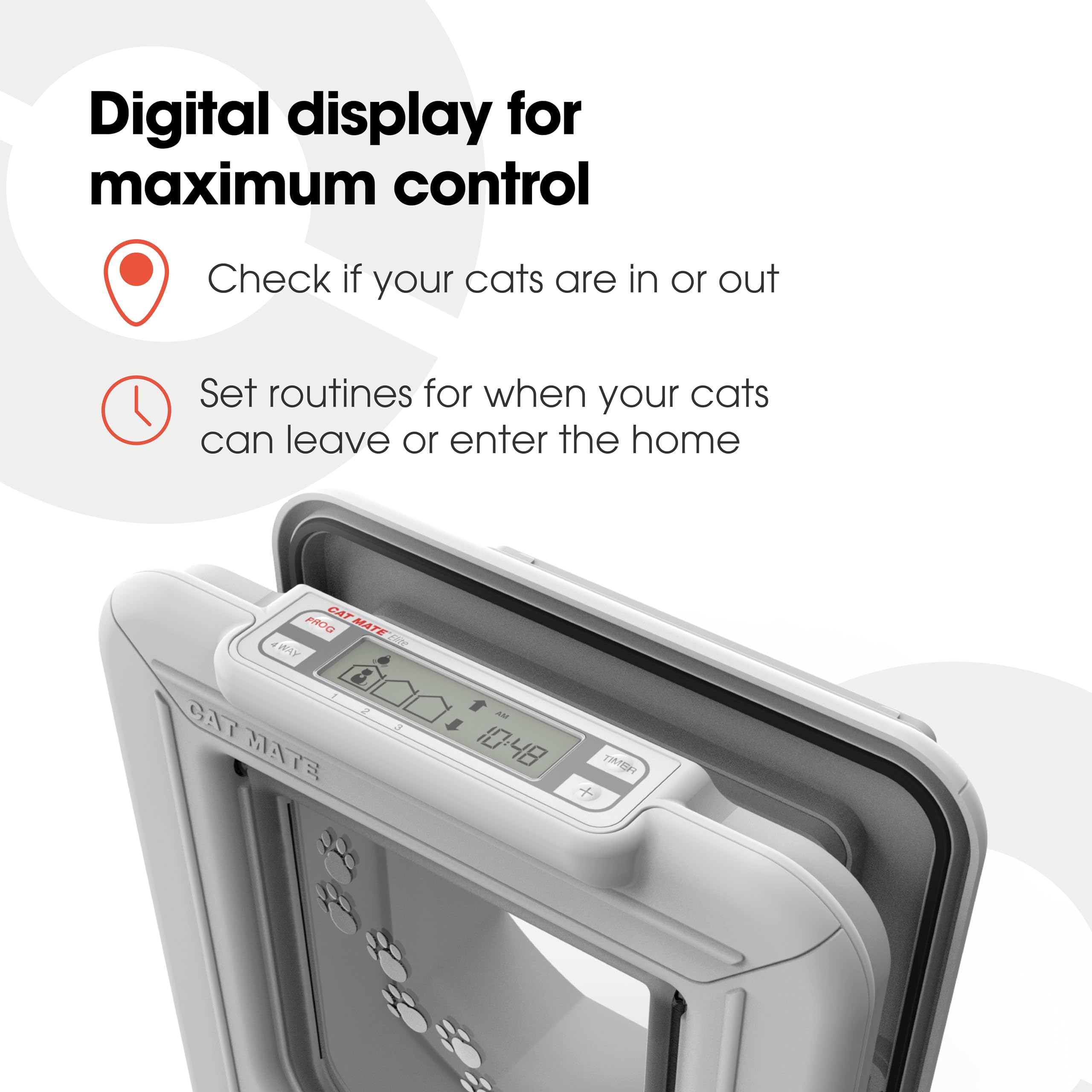 Cat Mate Elite Microchip Cat Flap with Digital Timer & LCD Display | Fits up to 100mm Thick Walls 3