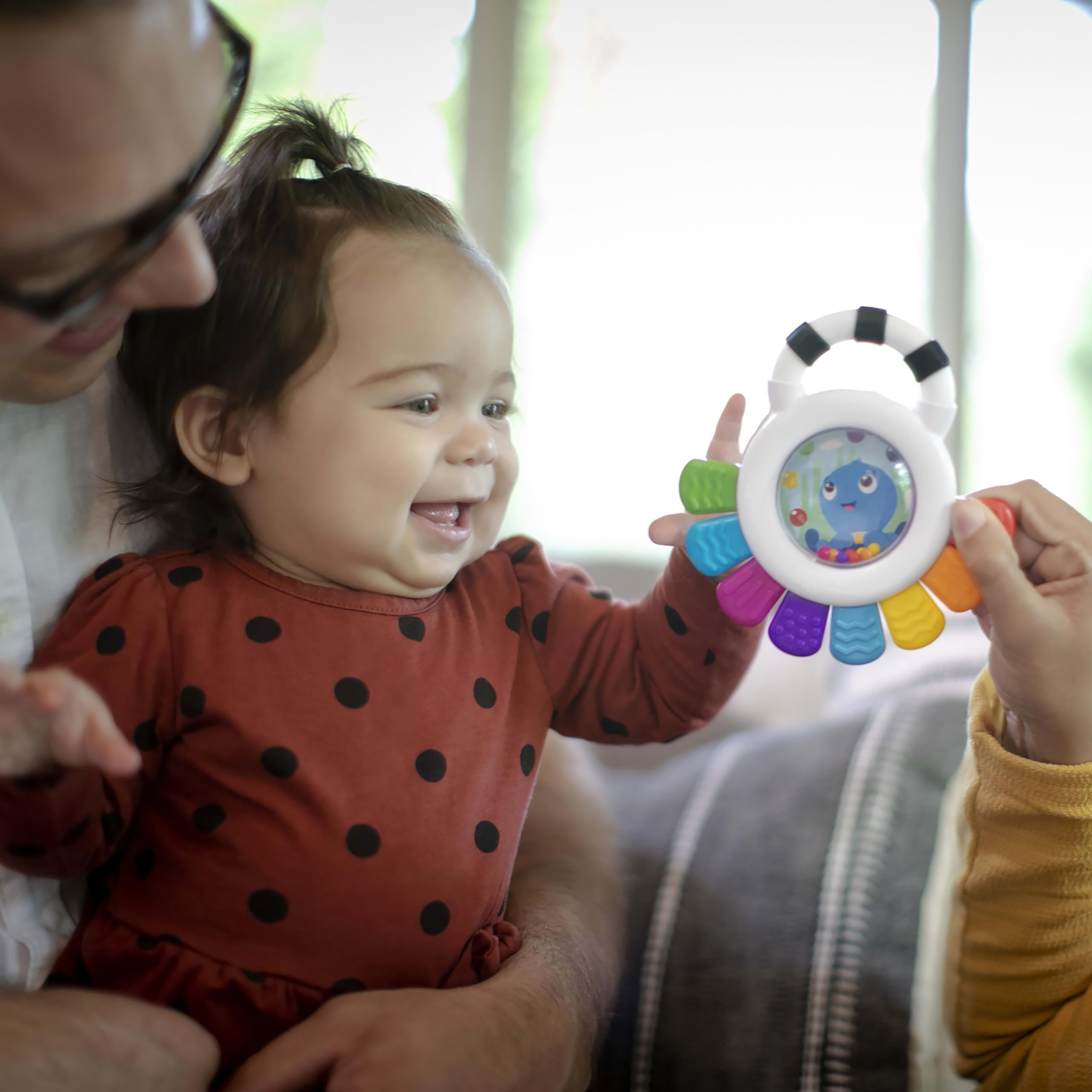 Baby Einstein Outstanding Opus The Octopus Sensory Rattle and Teether Toy, BPA Free, 3 Months+ 6