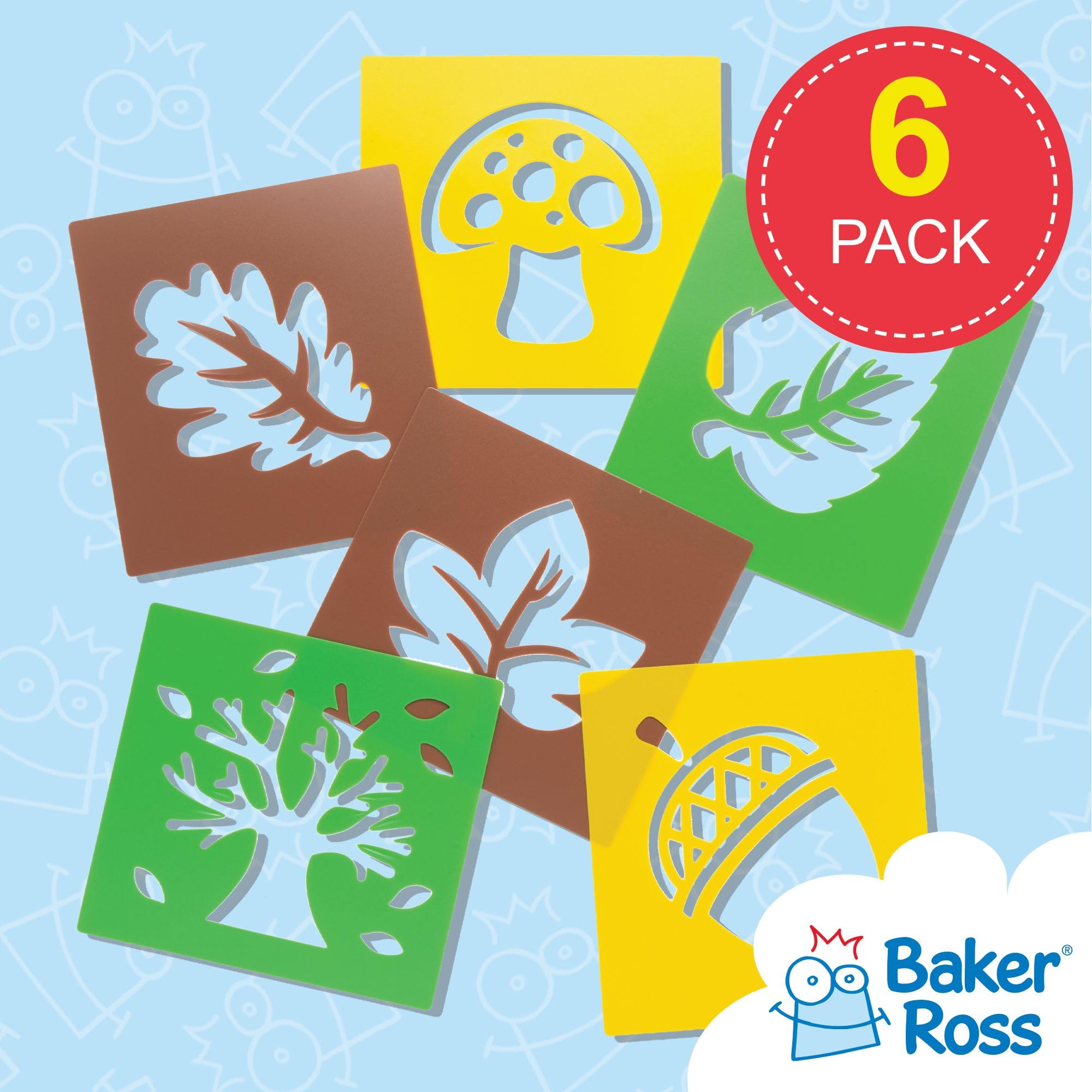 Baker Ross Autumn Stencils - Pack of 6 | Kids Arts & Crafts | Fall Decorations 2