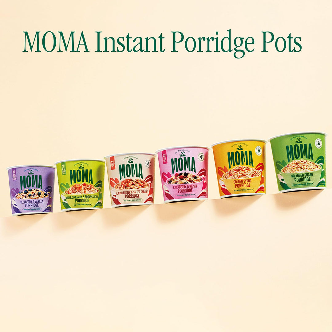 MOMA Instant Porridge Pots Golden Syrup - 12 x 70g - Gluten Free, High Fibre, Source of Protein
