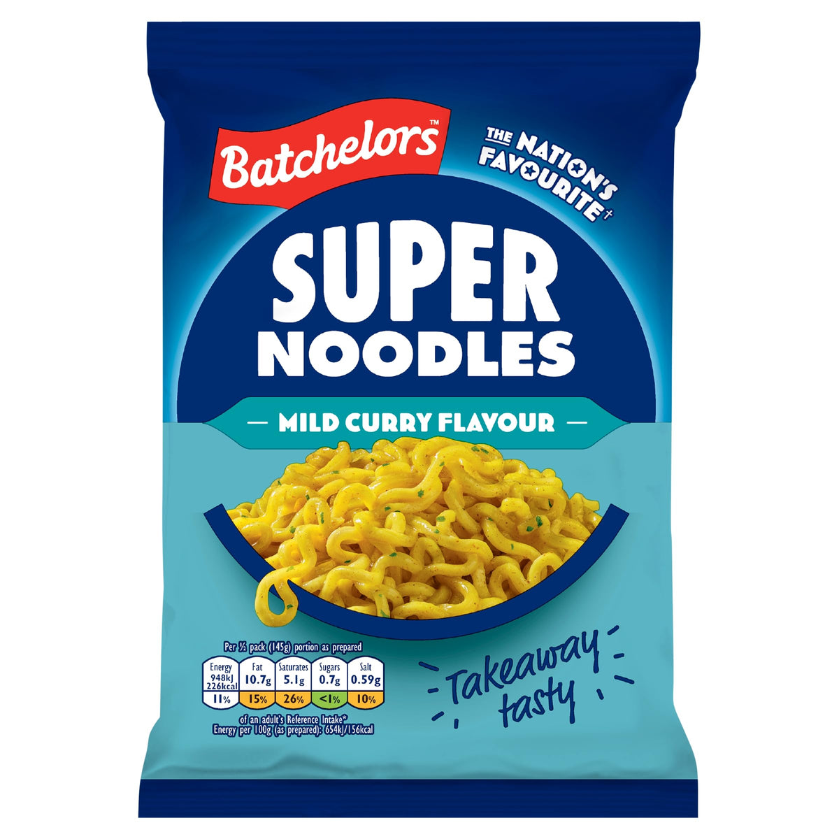 Batchelors Super Noodles Curry Flavour - 75 g, Pack of 8