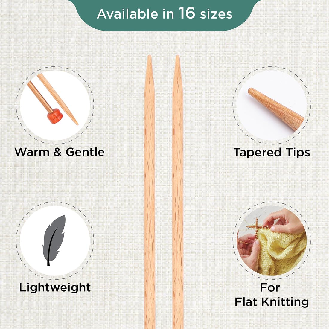 KNITPRO Basix Single Pointed Knitting Needles - 4.00mm x 25 cm, Beech Wood | Beginner Friendly 3