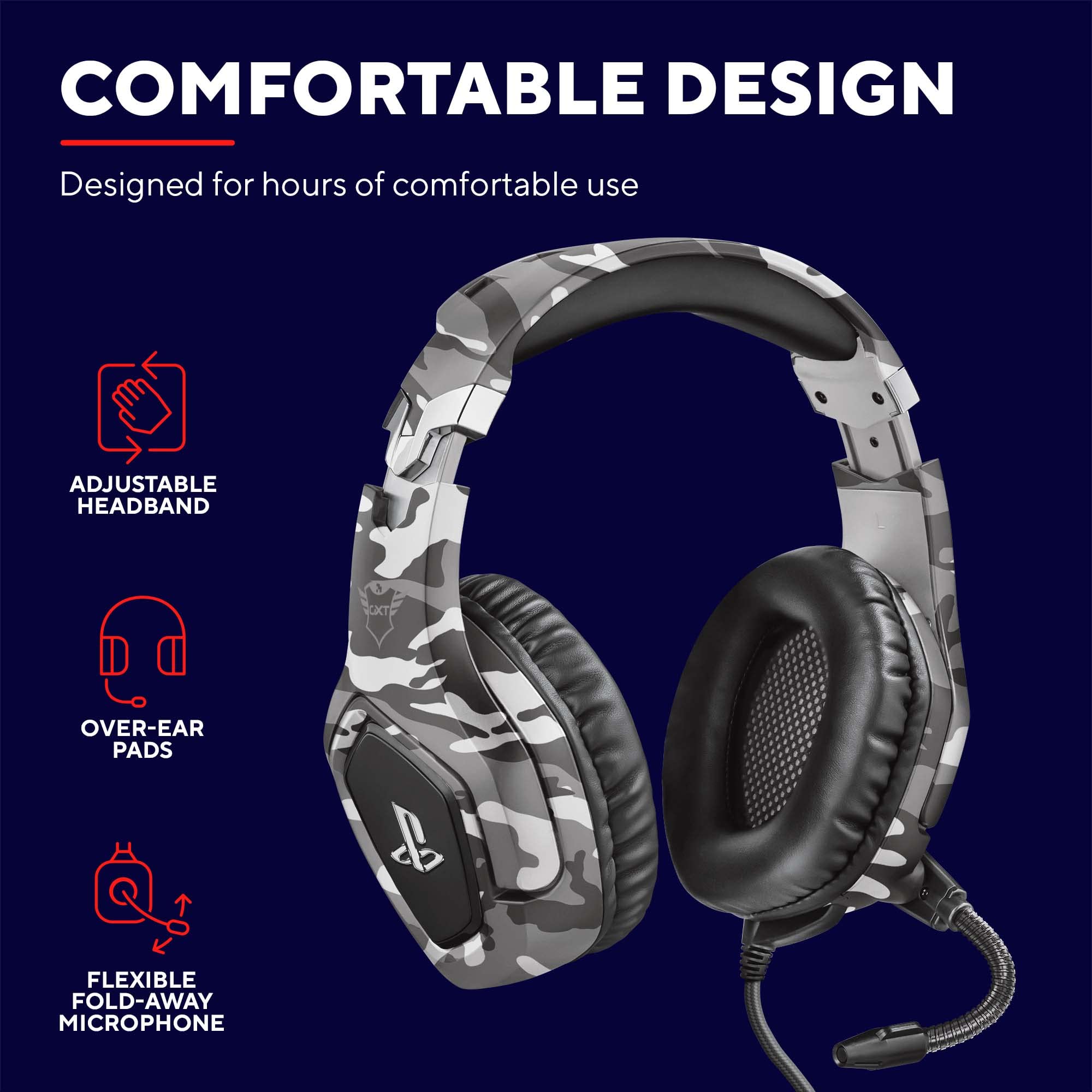 GXTrust GXT 488 Forze-G Gaming Headset - Officially Licensed for PS4/PS5 | 50mm Drivers | Grey 5