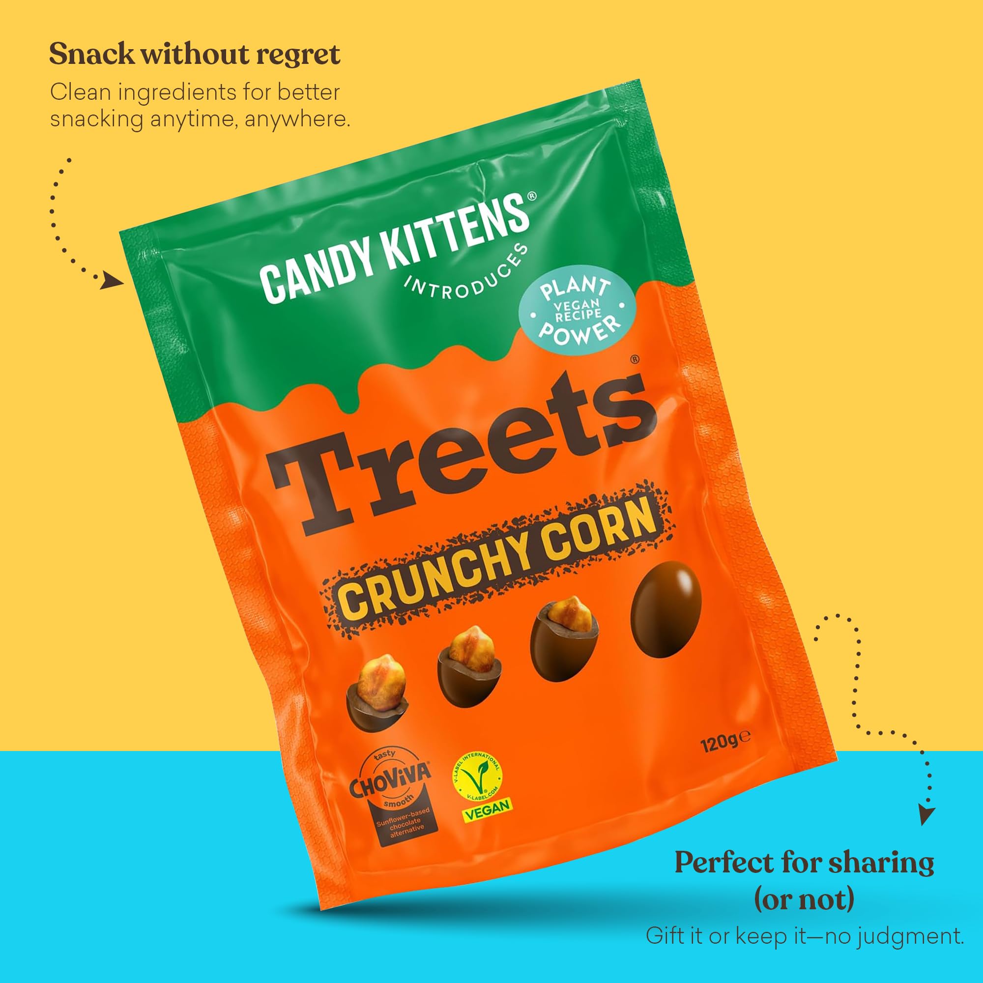 CANDY KITTENS Crunchy Treets Vegan Chocolate Covered Crunchy Corn | 120g Pack of 1 6