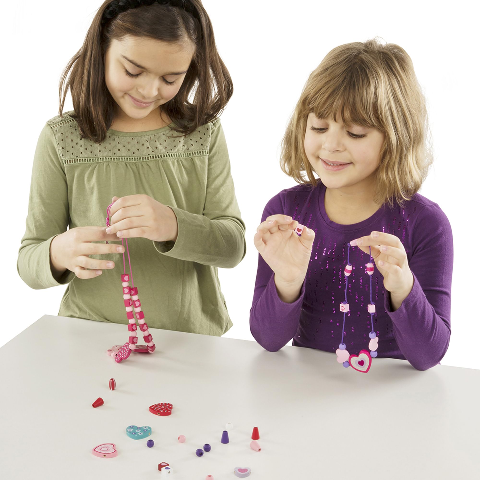 Melissa & Doug Sweet Hearts Bead Set - Wooden Jewellery Making Kit for Ages 4+ | 120 Beads 8
