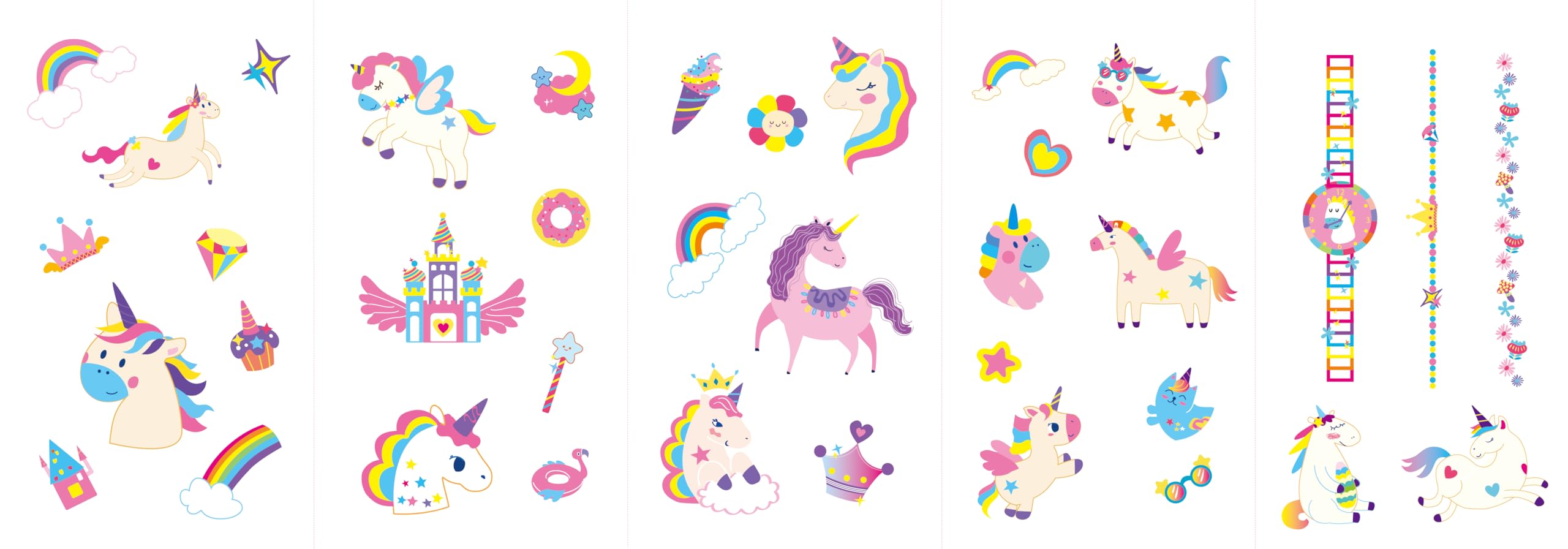 Avenir Unicorn Temporary Tattoos & Nail Stickers Set for Kids Ages 3+ | 260+ Decals 2