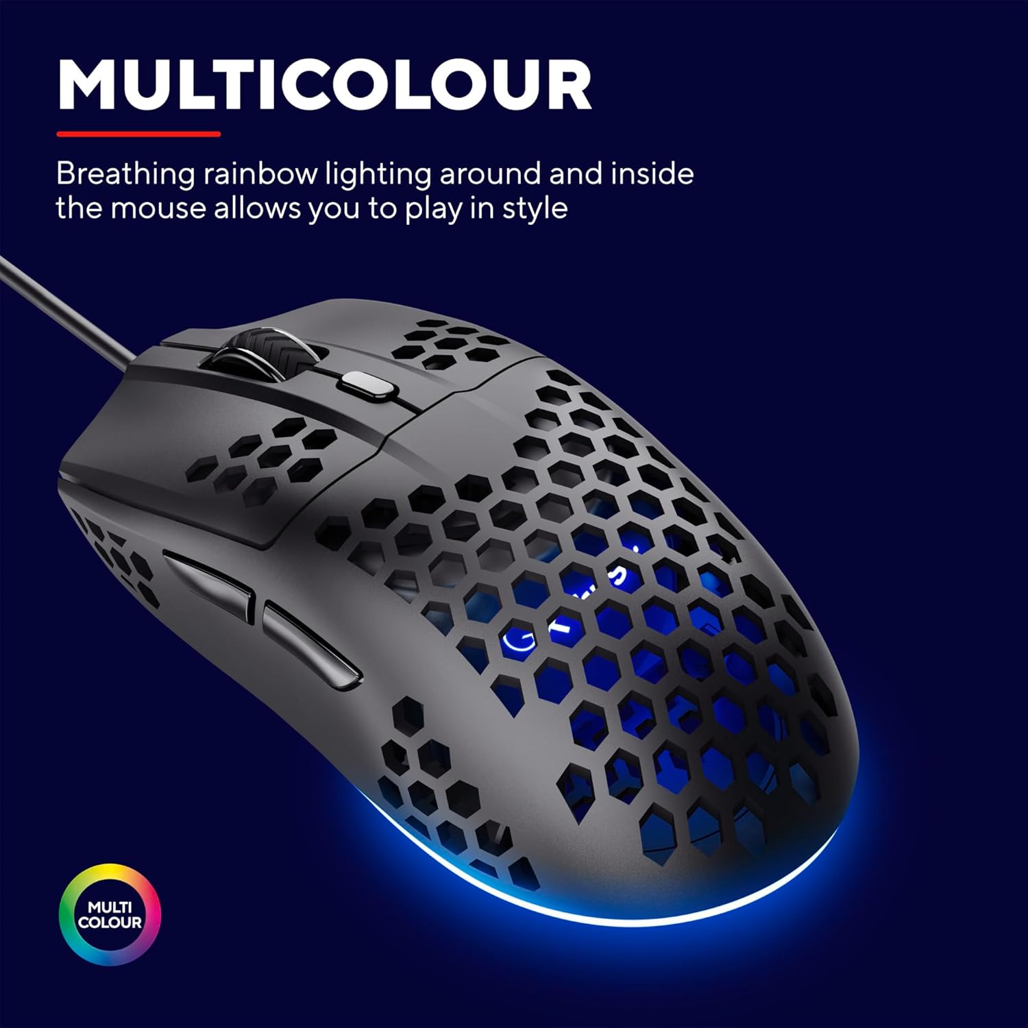 Trust Gaming GXT 928 Helox Superlight Wired Gaming Mouse 65g with RGB Lighting & Adjustable DPI 4