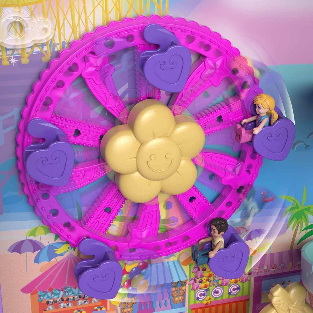 Polly Pocket Pollyville Resort Roll Away Playset - 4 Dolls, 1 Vehicle, 25+ Accessories, Ages 4-10