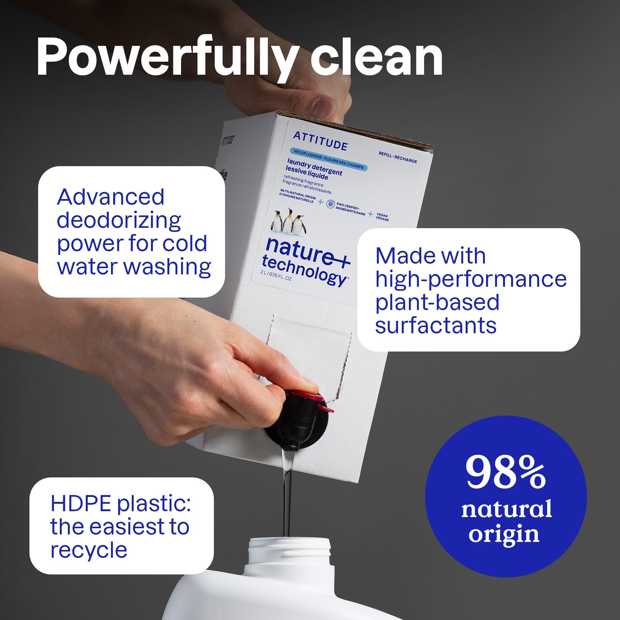 ATTITUDE Liquid Laundry Detergent - EWG Verified, Wildflower Scent, HE Compatible | 1.8 L (36 Loads) 3