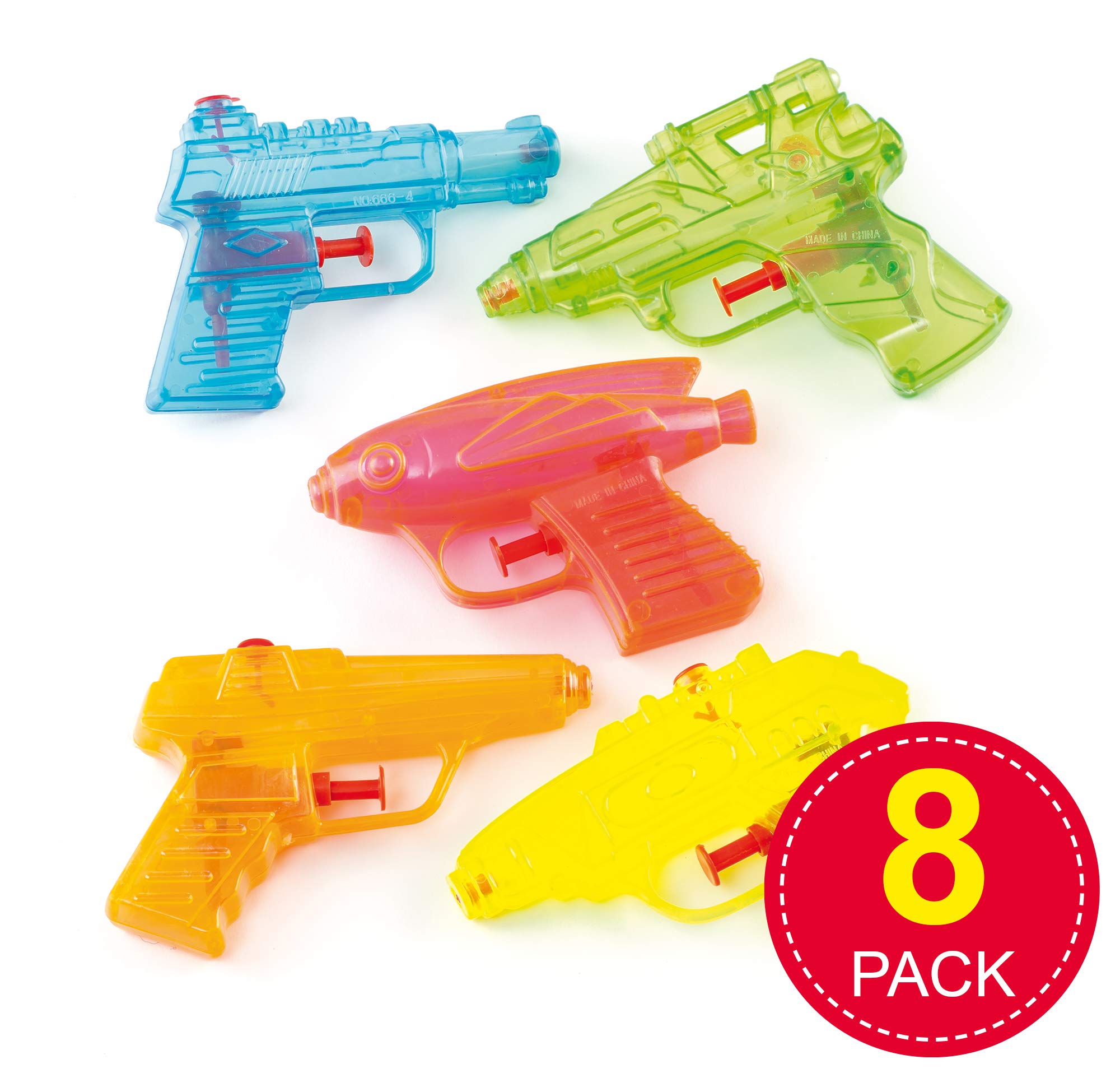 Baker Ross Water Pistols Value Pack - 8 Assorted Designs, 7.5cm-11.5cm | Ages 3+