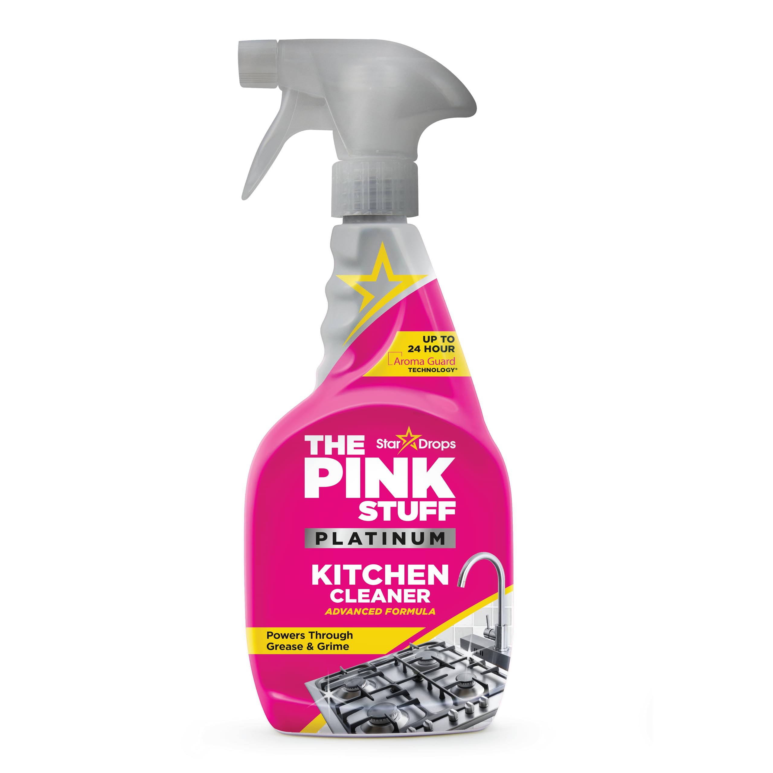 Stardrops The Pink Stuff Platinum Kitchen Cleaner Spray - Cuts Grease & Grime | 750ml | Wild Rhubarb & Dragonfruit Scent 1