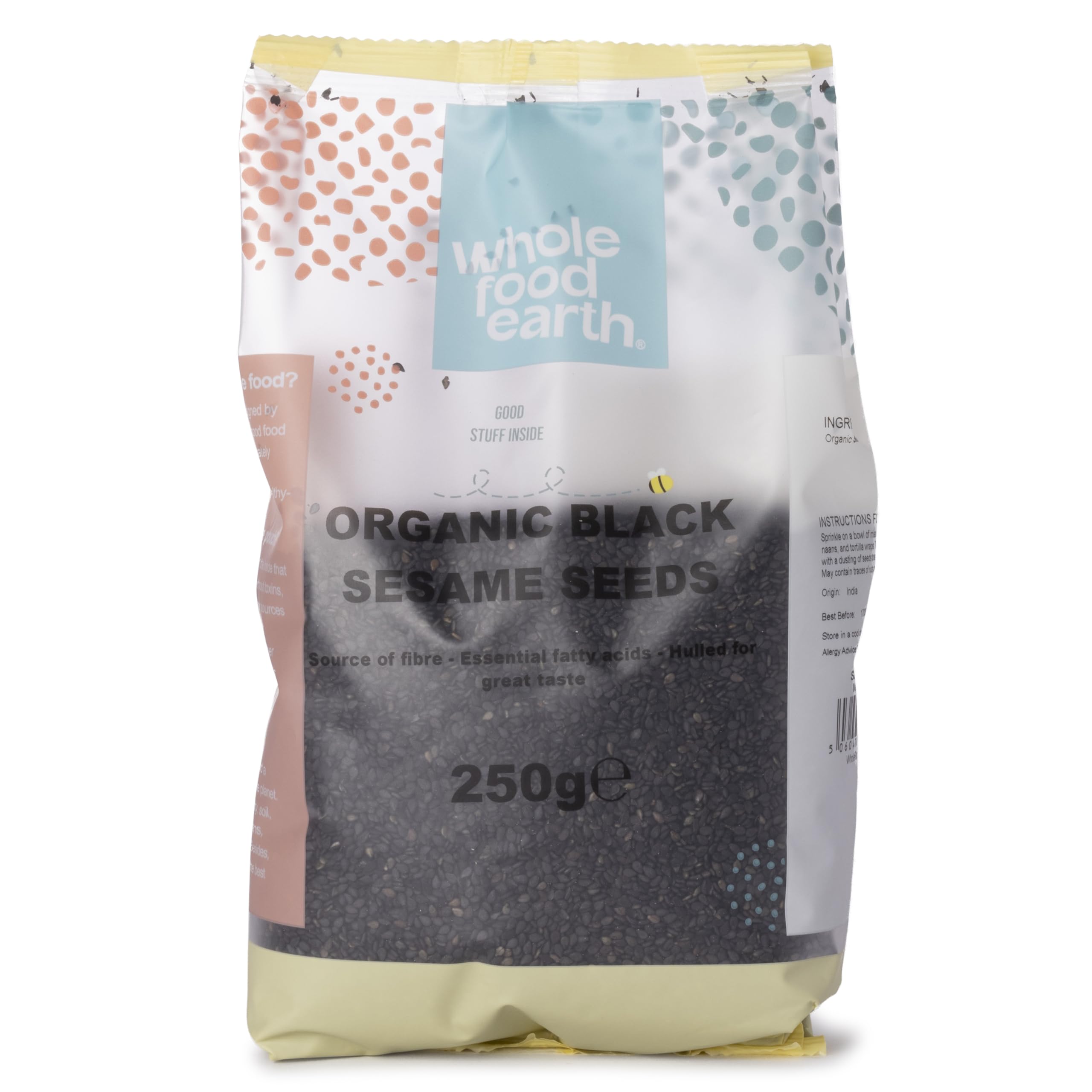 Wholefood Earth Organic Black Sesame Seeds, Raw | 250g | GMO Free | Vegan