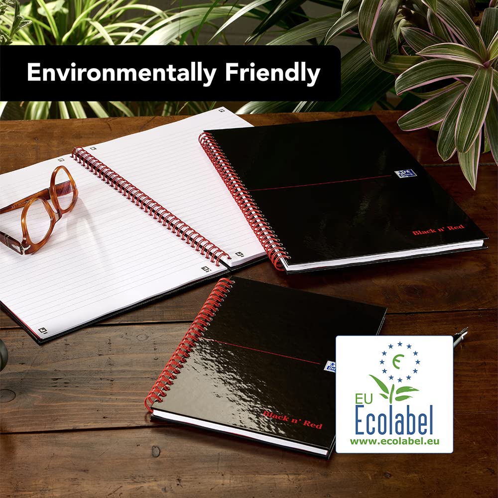 Black n' Red A5 Wirebound Notebook - 3 Pack | 140 Ruled Pages | Glossy Hardback Cover | Scribzee Enabled 5