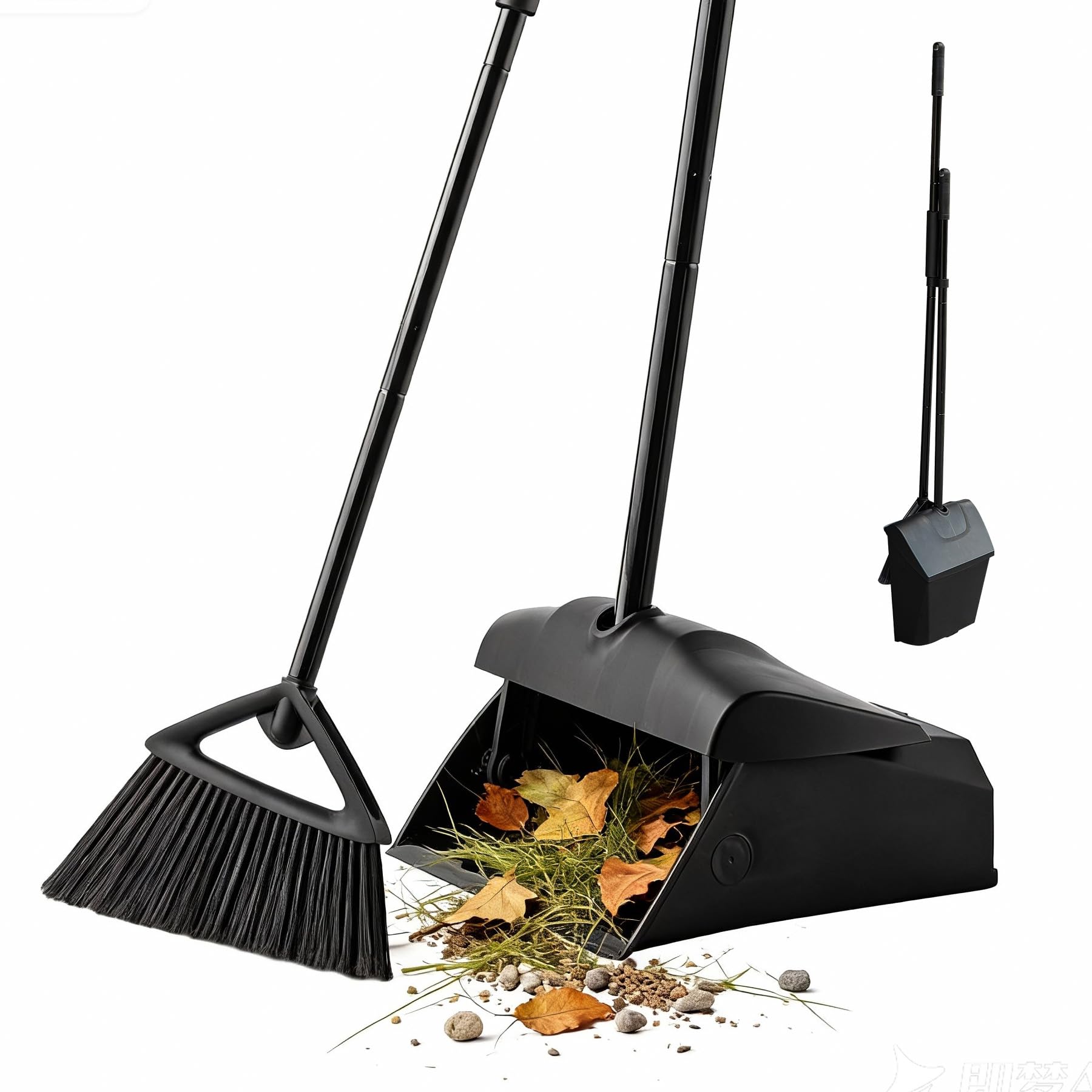 Eyliden Long Handled Dustpan and Brush Set - Upright, Windproof Lid | 58.8in Broom