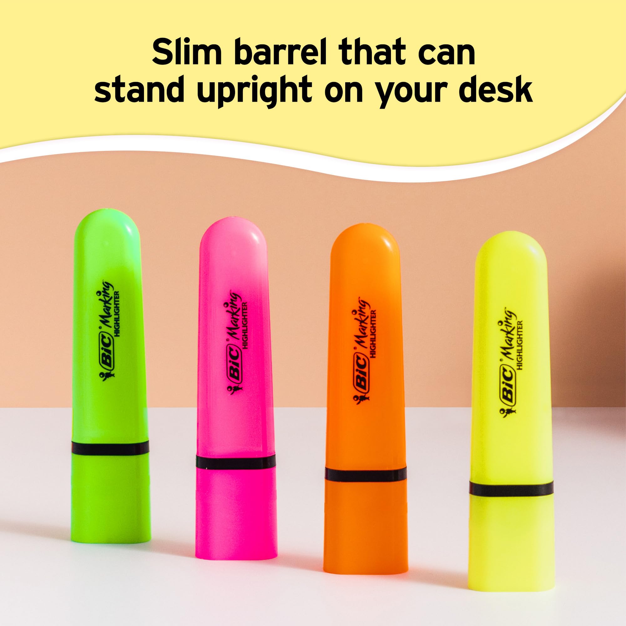 BIC Marking Flat Highlighter Pens with Modular Chiselled Nib (1.2 mm-4.6 mm) | Pack of 10 4