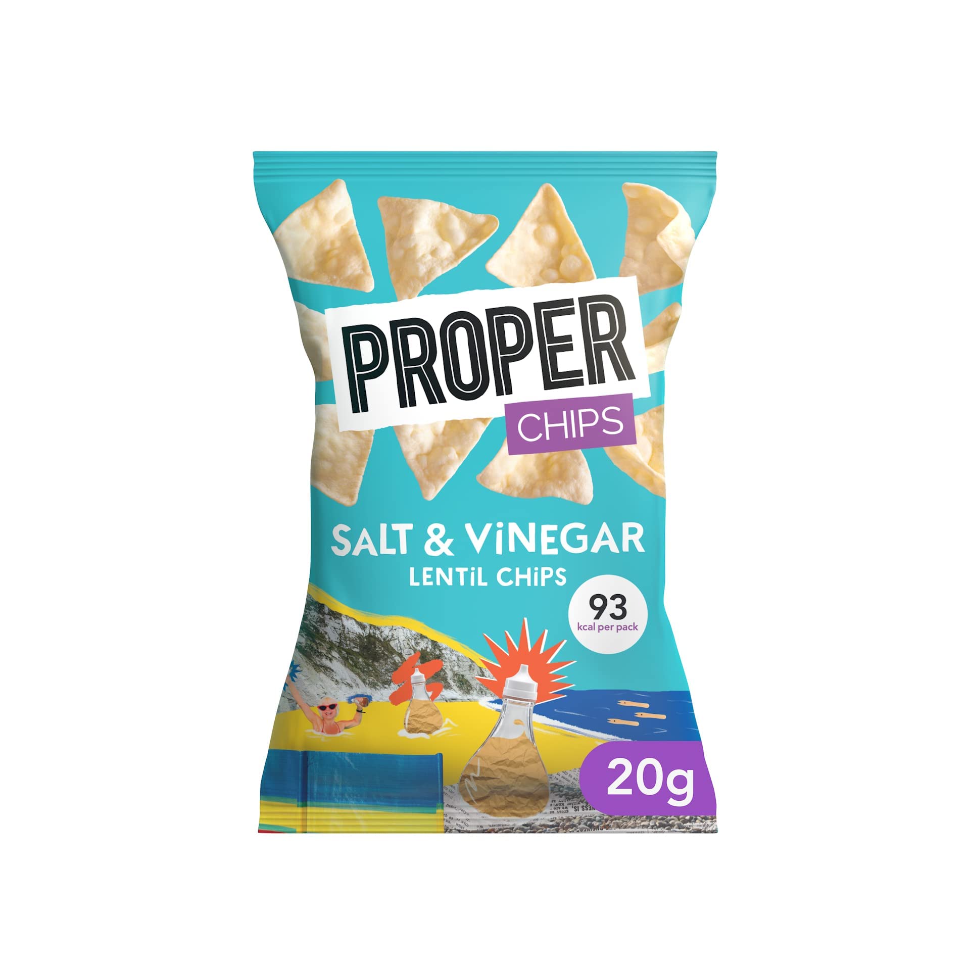 PROPER PROPERCHIPS Lentil Crisps Vegan Gluten Free Snack Packs 24 x 20g - Salt & Vinegar 4