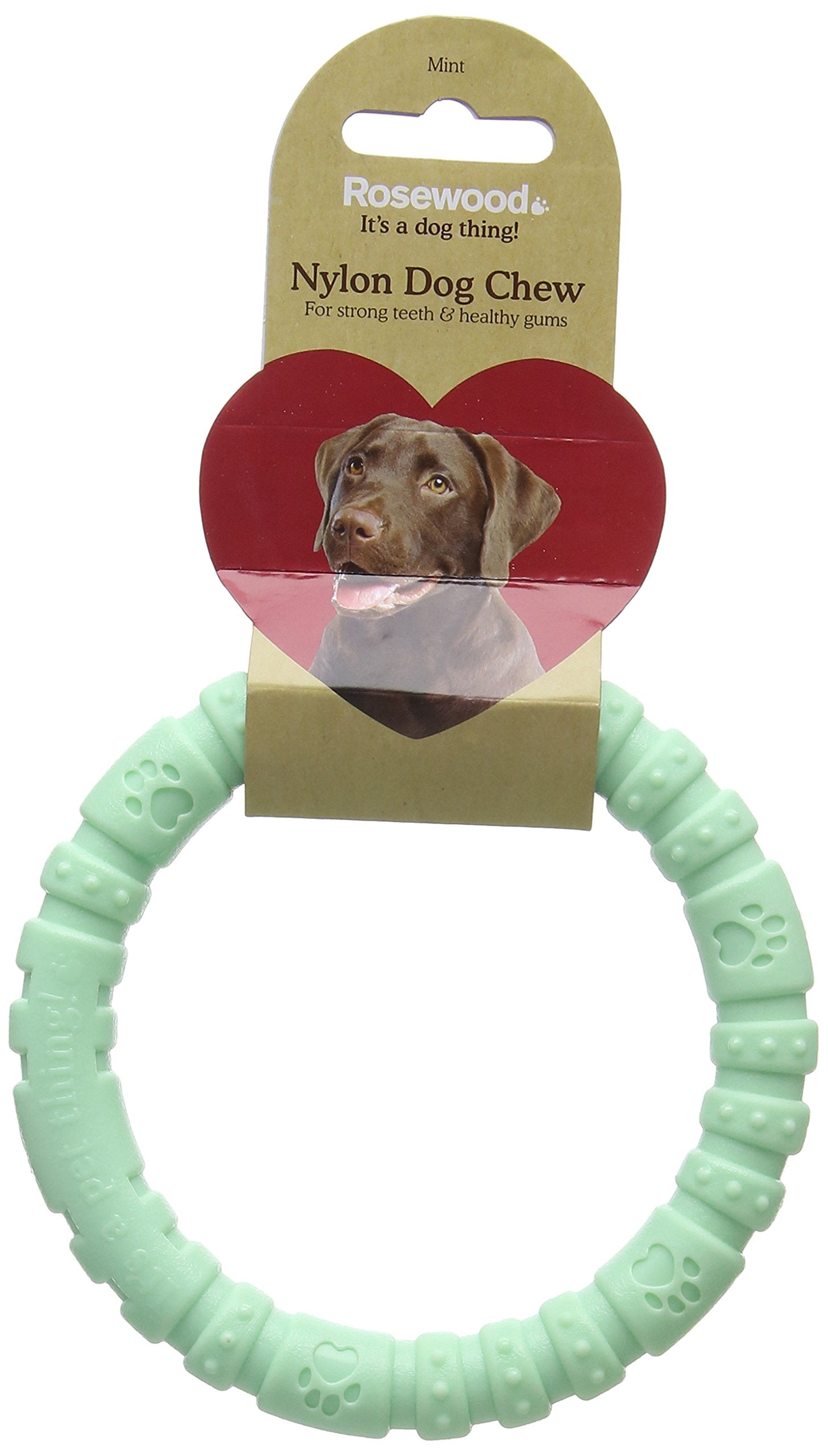 Rosewood Heavy Duty Nylon Chew Ring Toy - Mint Flavored | Large Dogs (20kg+) | 20cm