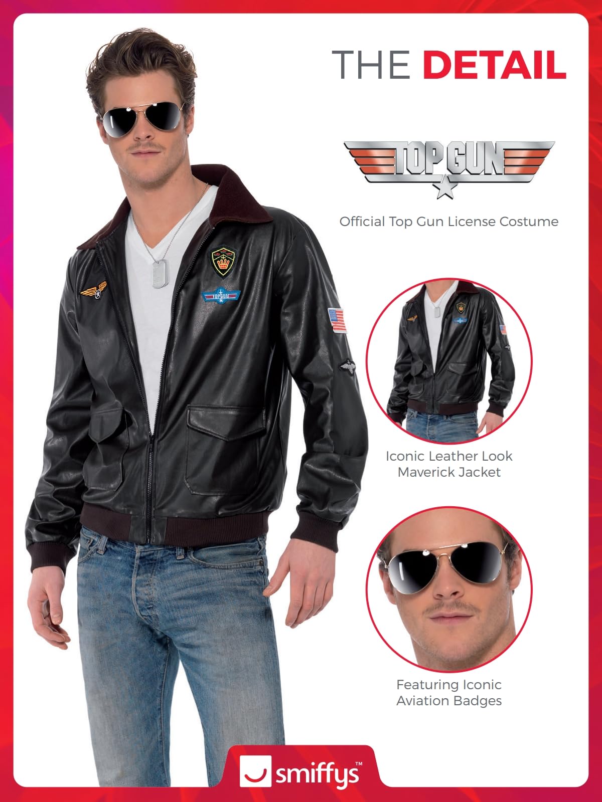 Smiffys Top Gun Bomber Jacket Costume - Adult L Size 4