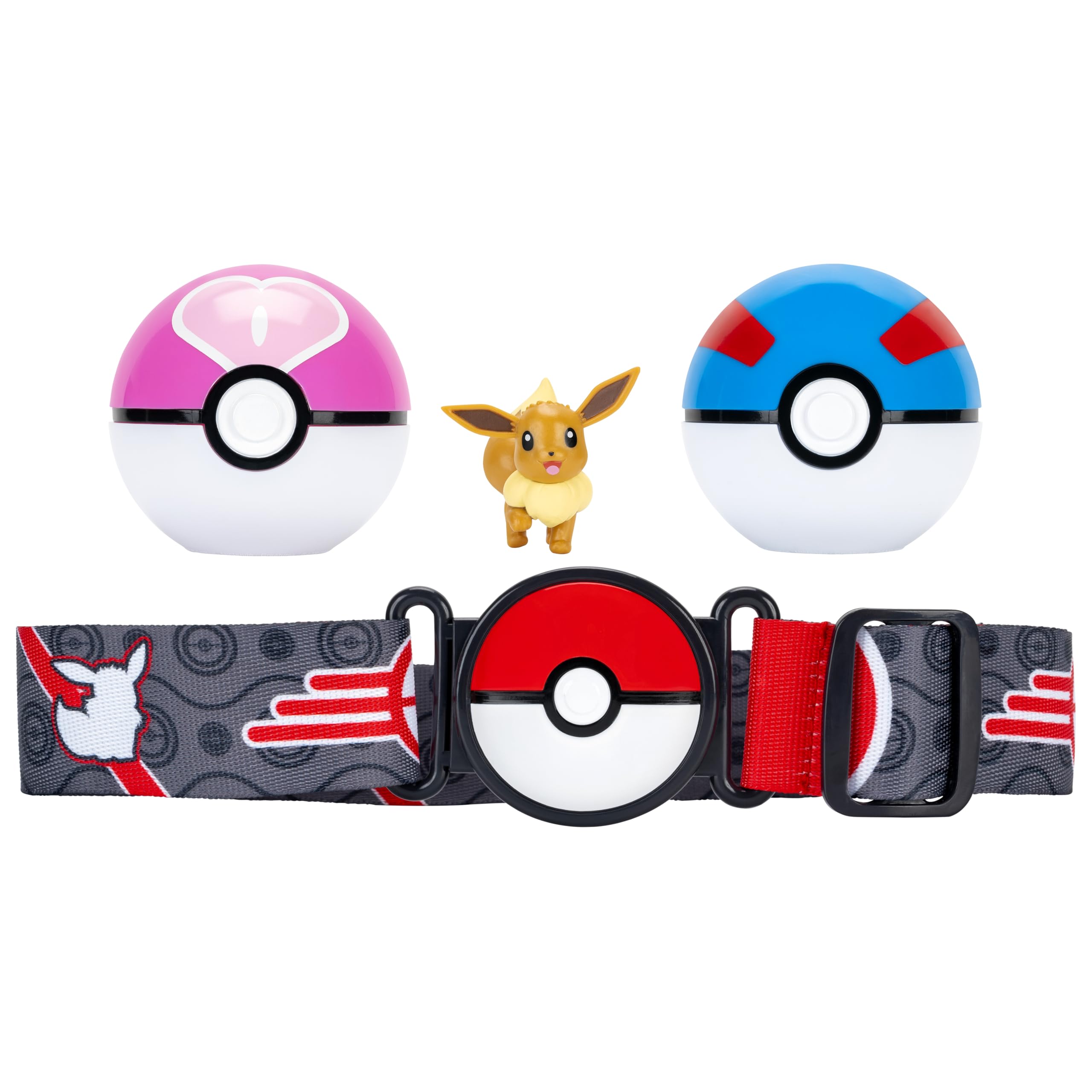 Pokémon Eevee Clip ‘N’ Go Belt Set - 2-Inch Figure, Great Ball, Love Ball | Wearable Themed Belt 1