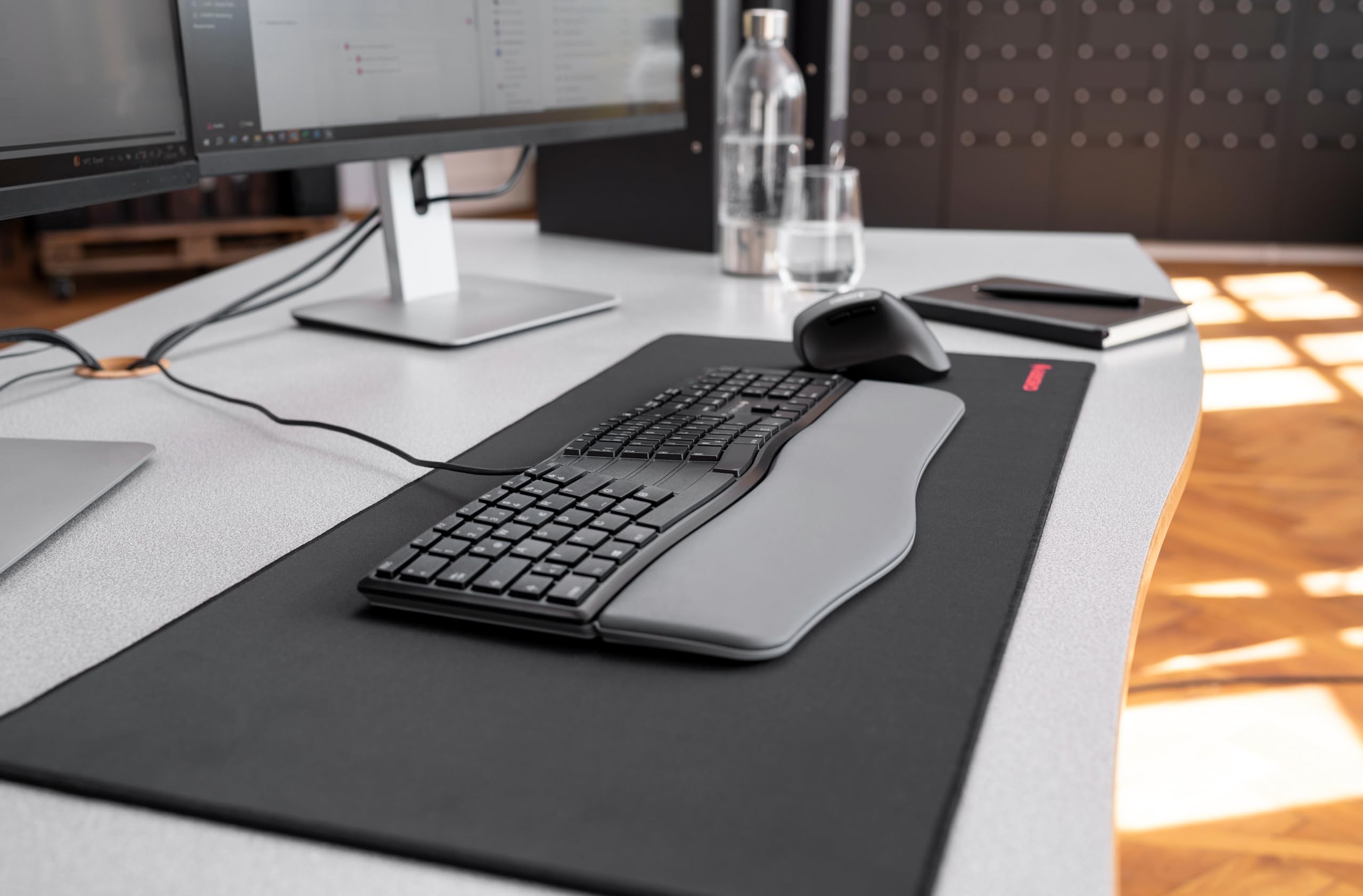 CHERRY KC 4500 ERGO - Ergonomic Wired Keyboard | UK Layout | Padded Palm Rest | Black