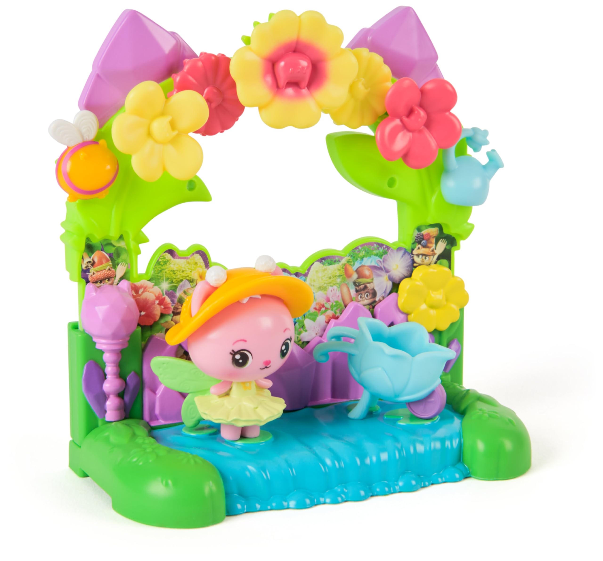Queen Kitty Fairy's Garden Balcony Playset - 7-Piece Movie-Themed Dollhouse Accessory for Kids 3+ 1