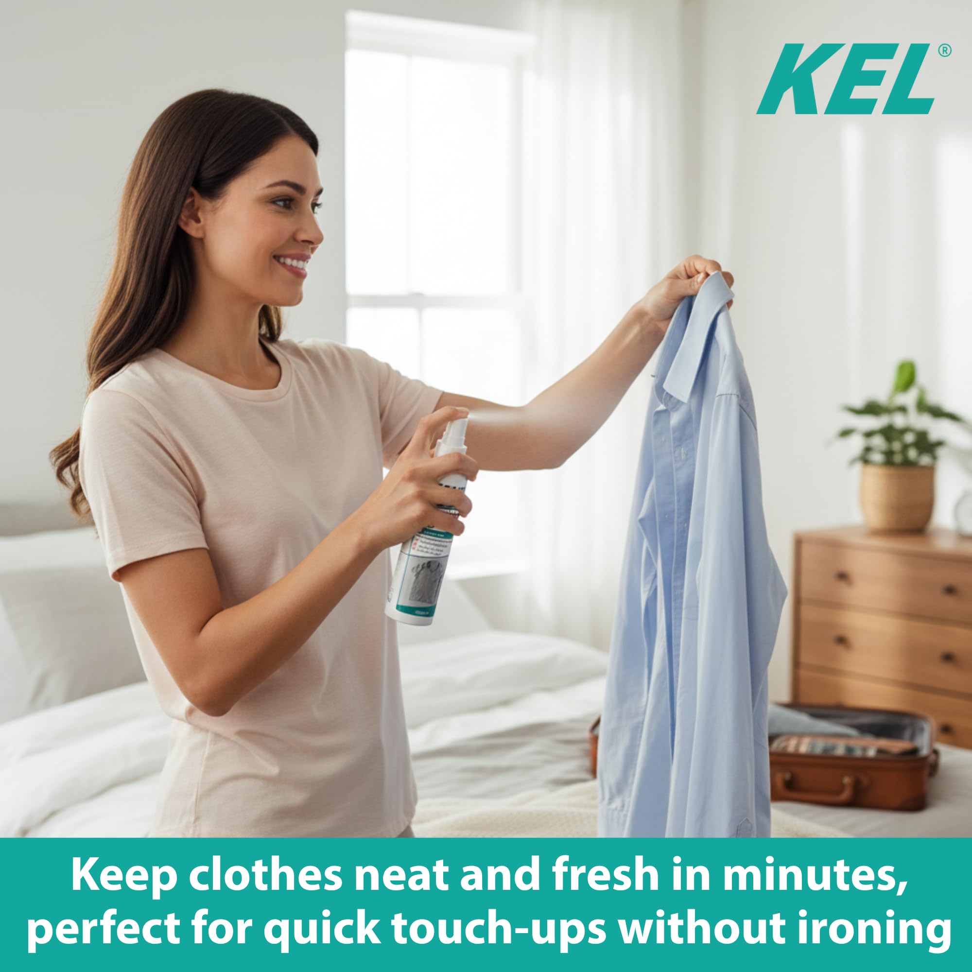 KEL Crease Release Spray - Instant Wrinkle & Odour Remover, Cotton Fresh Scent, 250ml 6