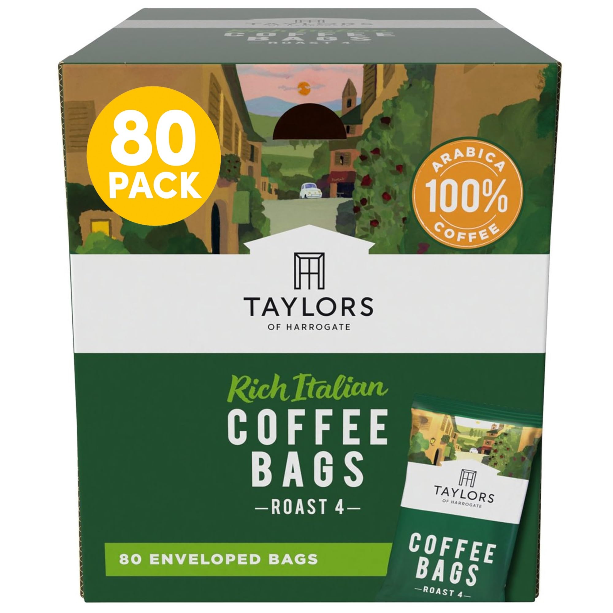 Taylors of Harrogate Rich Italian Ground Coffee Bags - 80 Individually Wrapped Bags | Medium Roast 1