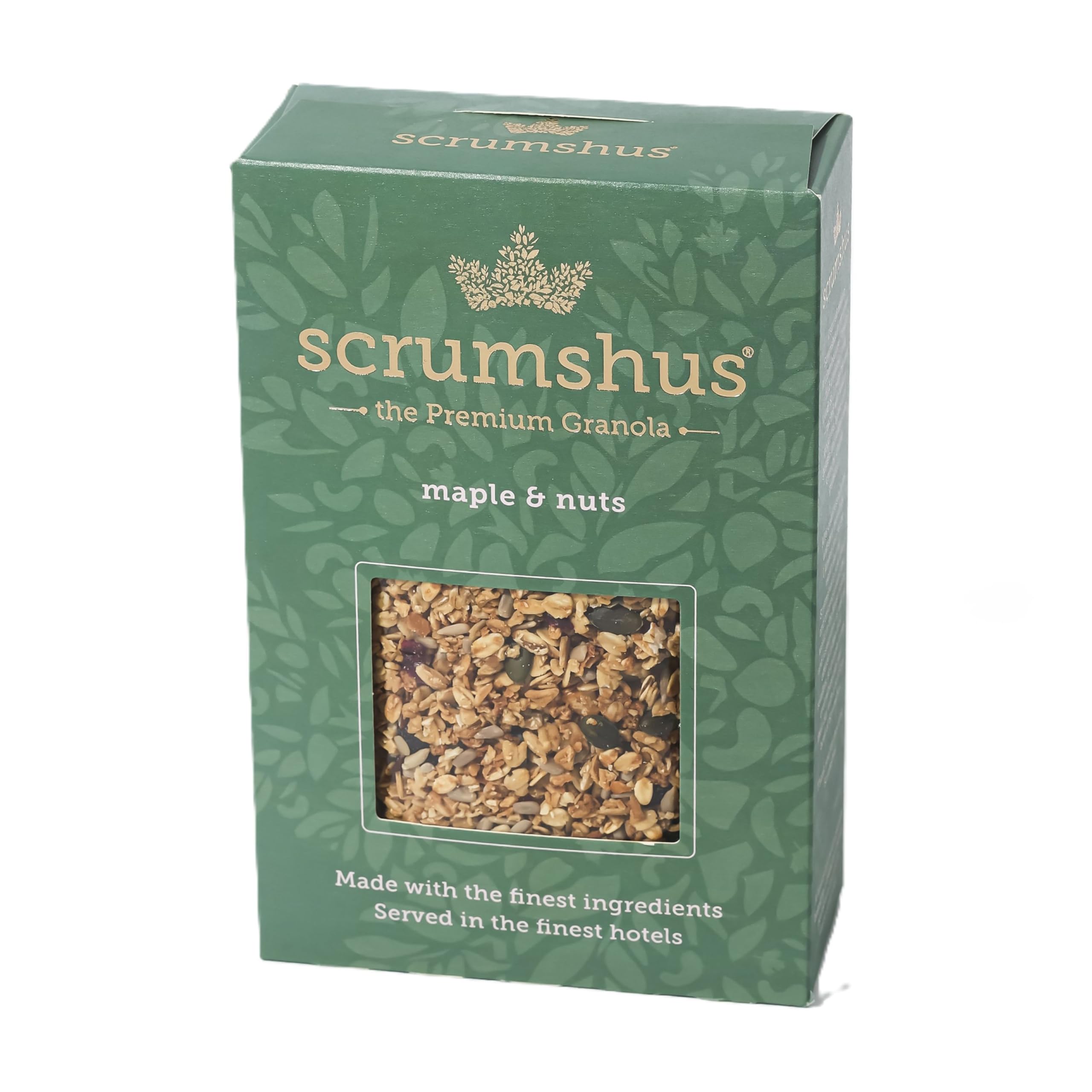 Scrumshus Luxus-Granola ohne Salzzusatz (500 g) – Hergestellt mit Honig und reinem Ahornsirup, gentechnikfrei, recycelbare Verpackung