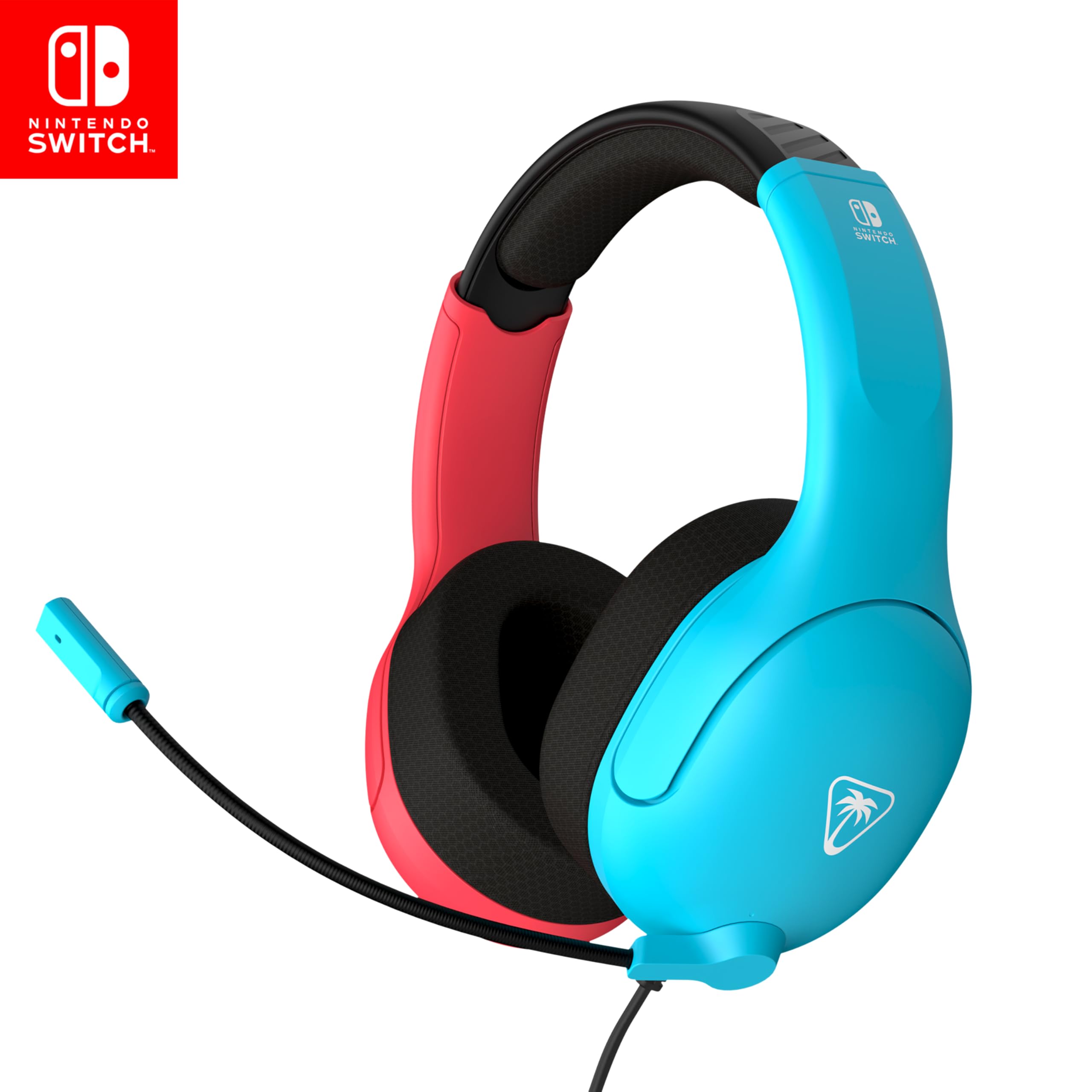 Turtle Beach Airlite Fit Neonblaues und rotes kabelgebundenes Gaming-Headset für Nintendo Switch mit Flip-to-Mute-Mikrofon