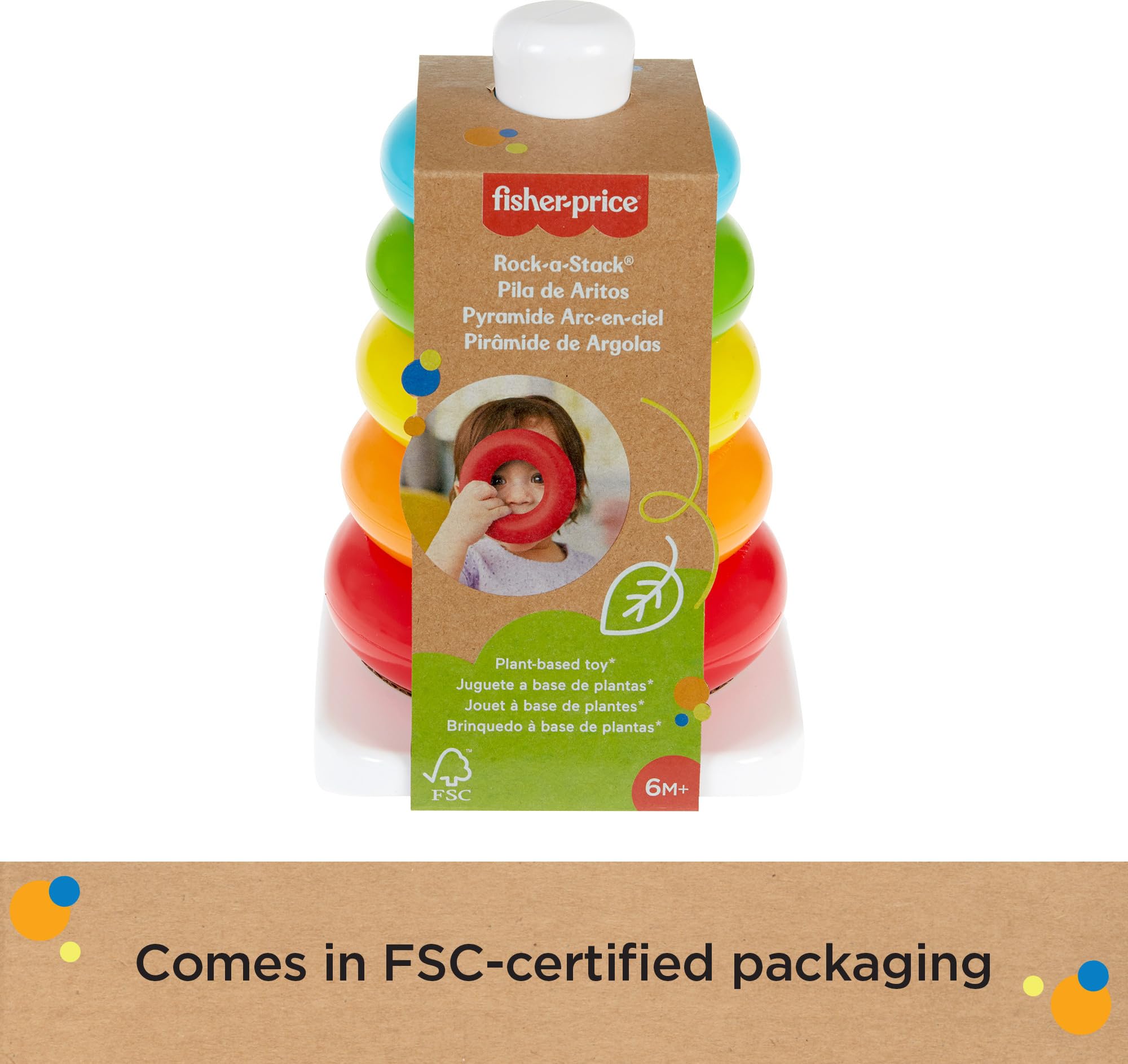 Fisher-Price Eco Rock-a-Stack Stacking Toy | 5 Rings | Ages 6 Months+ 8