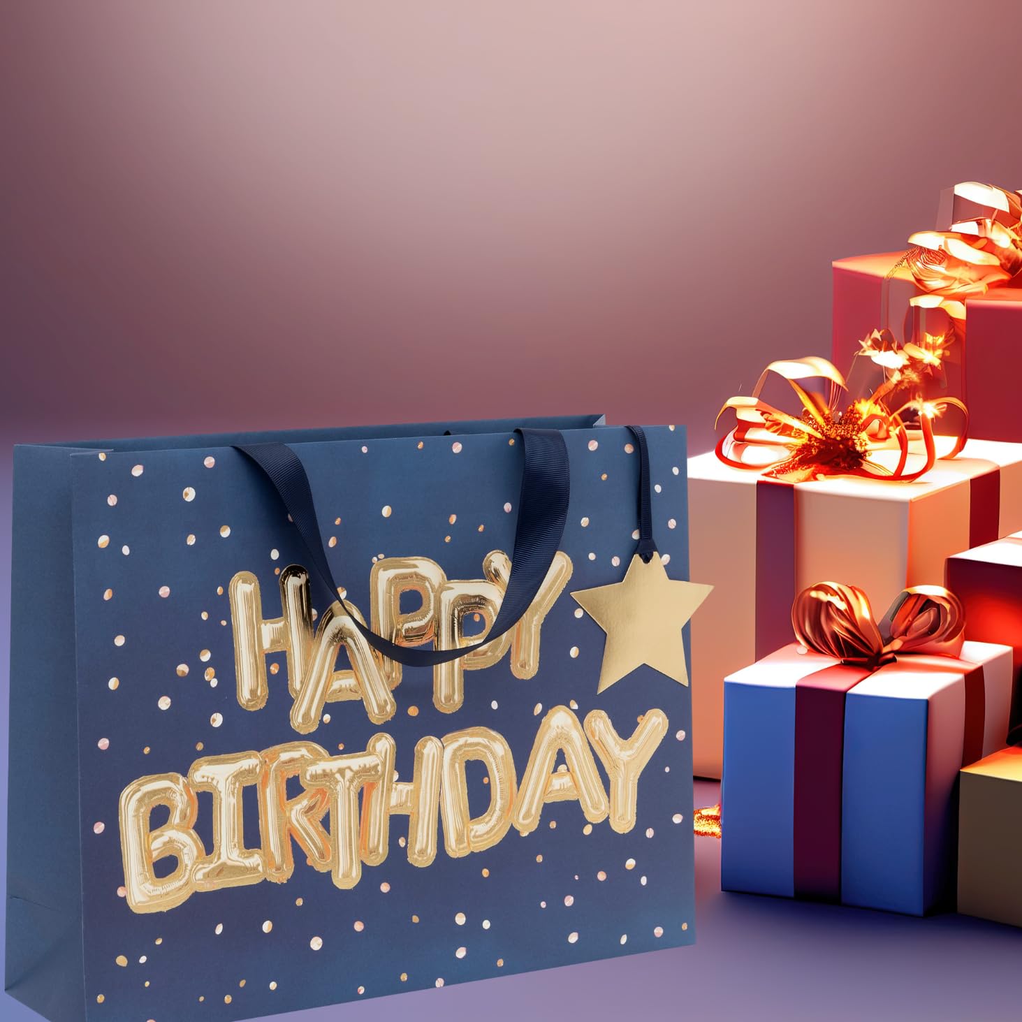 Glick Large Landscape Helium Happy Birthday Blue Gift Bag | 275 x 355 x 100 mm 3