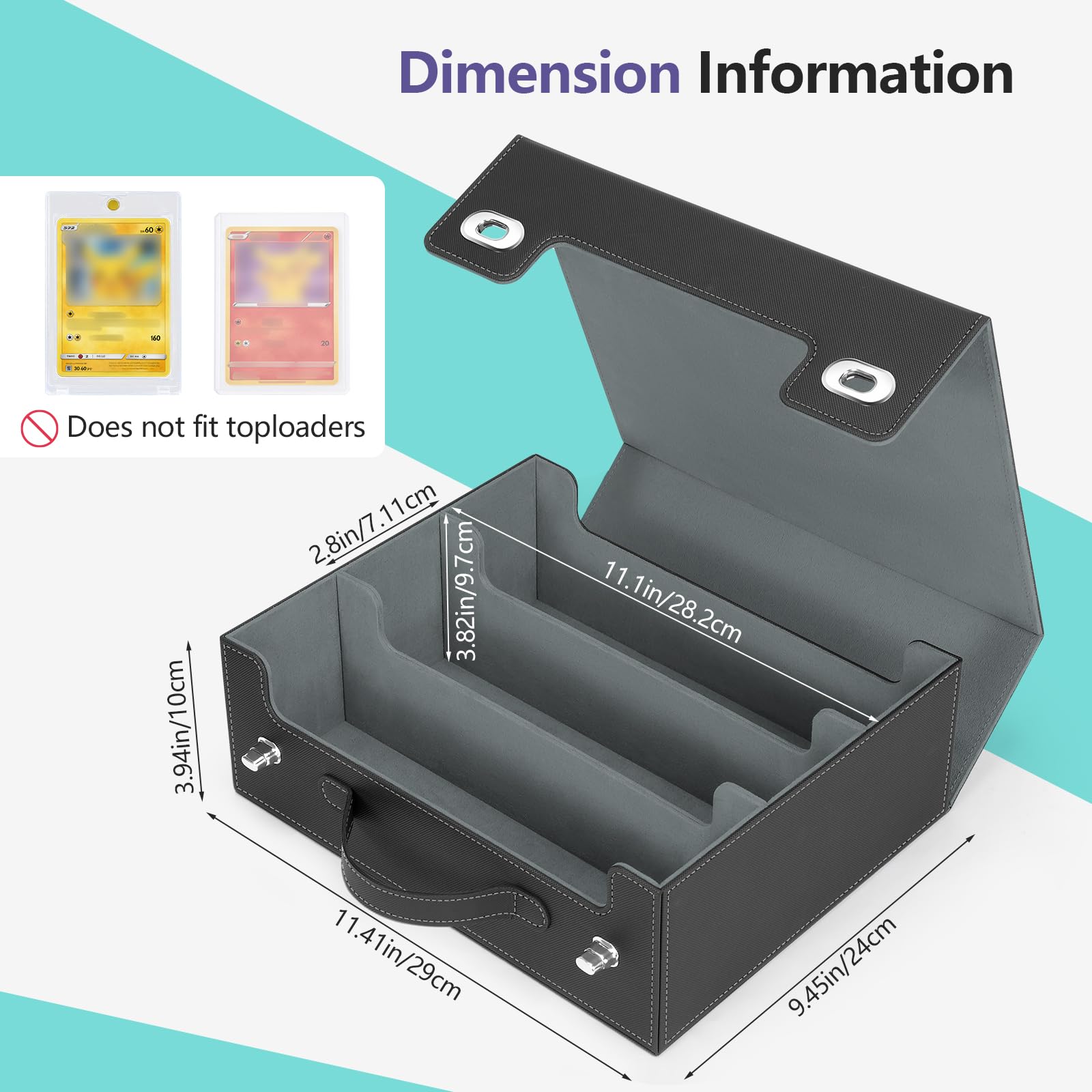 Euqvunn Deck Box with Handle & Twist Lock | Holds up to 2100 Single-Sleeved Cards | PU Leather 7