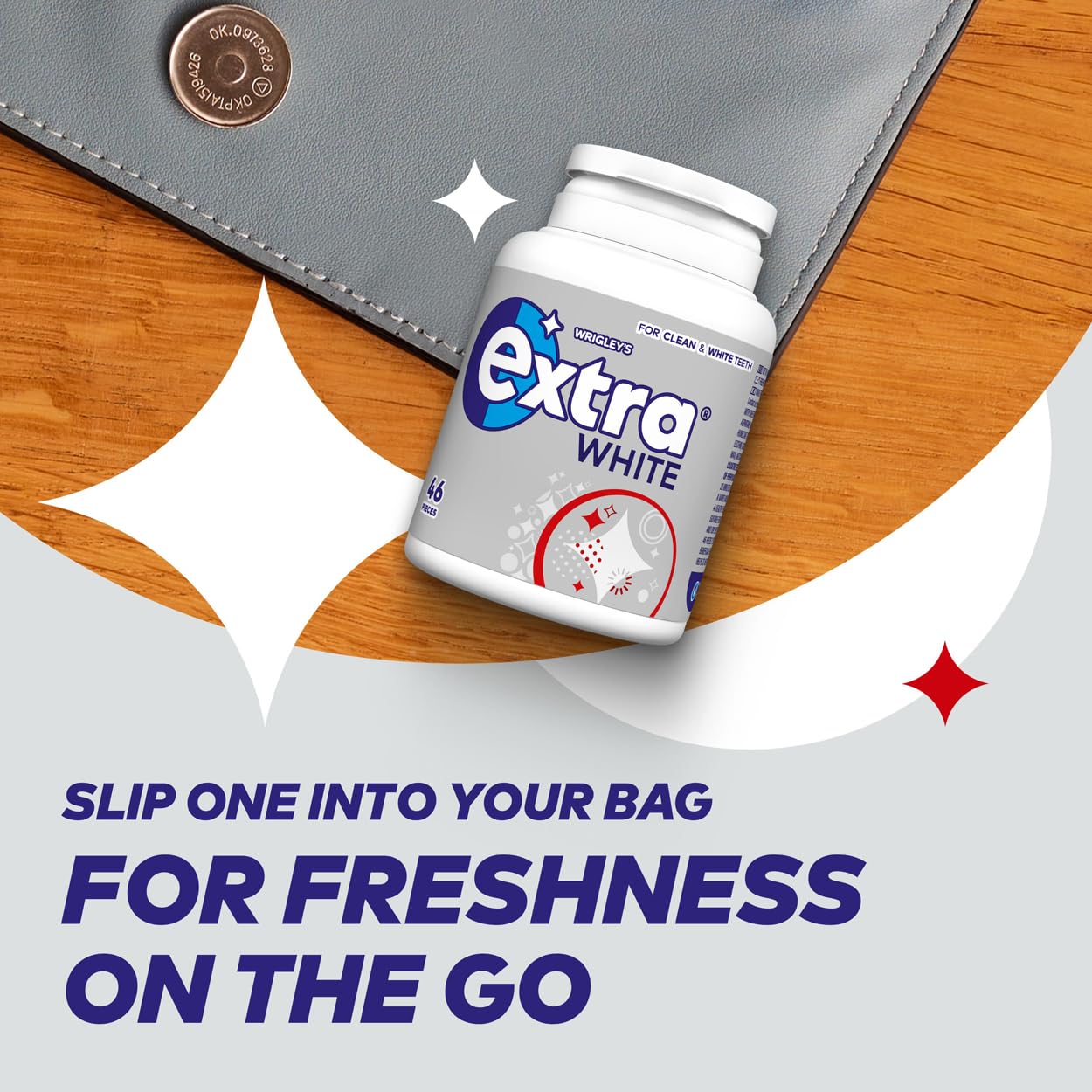 Extra White Chewing Gum, Sugar Free Mint Flavor, 46 Pieces Bottle
