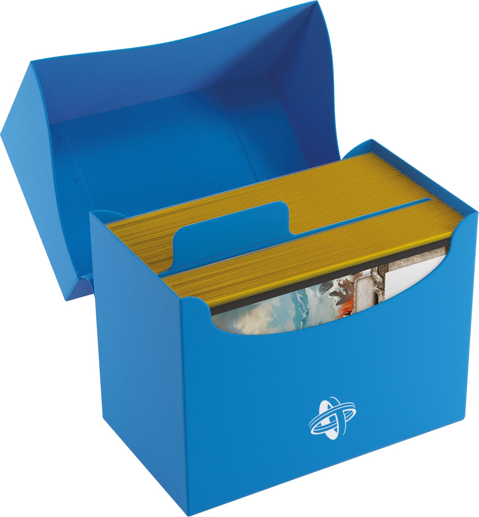 Gamegenic 80-Card Side Holder - Blue | Side-Loading Deck Box | Self-Locking Lid