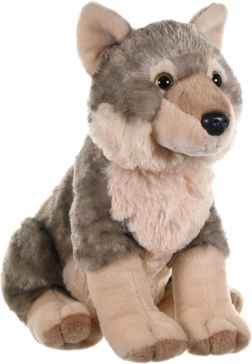 WILD REPUBLIC Wolf Cub Stuffed Animal - 30 cm Grey Plush Toy for Kids | Washable | Realistic Features