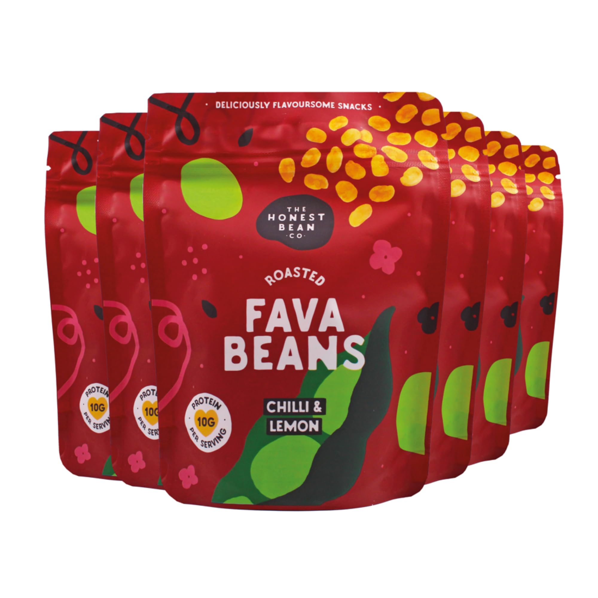 The Honest Bean Co Roasted Fava Bean Chilli & Lemon - High Protein, Vegan Snack, 120g