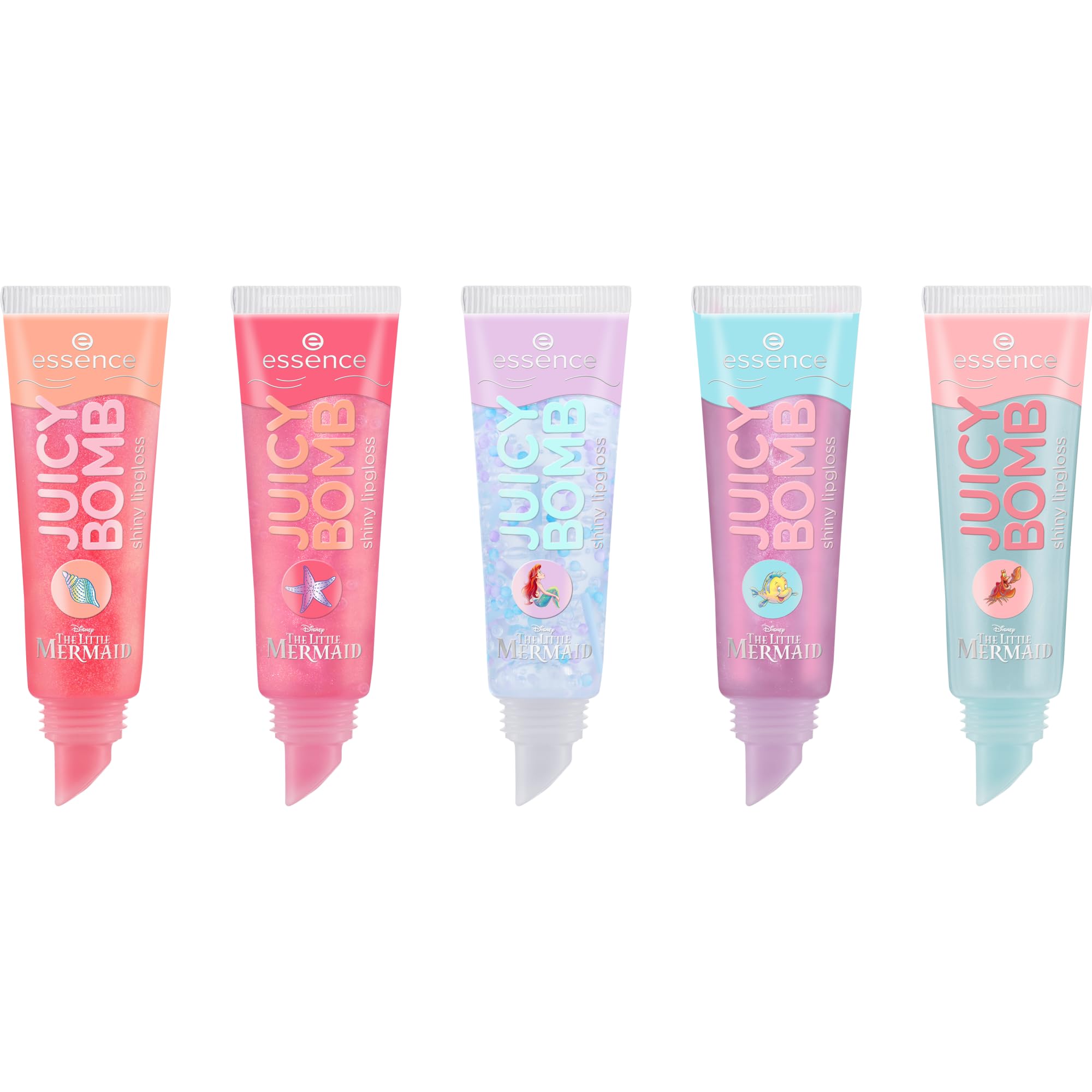 essence Disney THE LITTLE MERMAID JUICY BOMB Shiny Lipgloss Crew - 5 Pack, Shimmery Finish