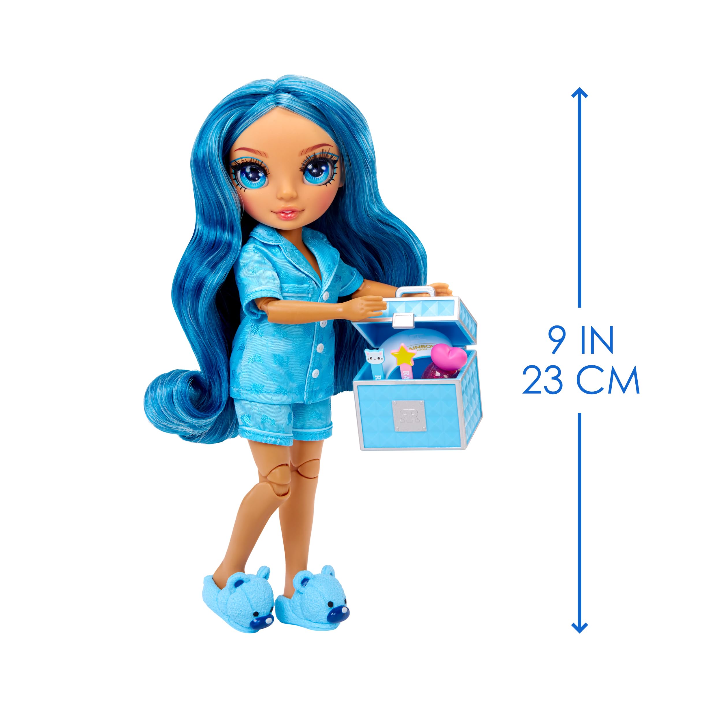 Rainbow High Junior High PJ Party - Skyler (Blue) - 22 cm Posable Doll with Nail Art Accessories - Ages 4-12