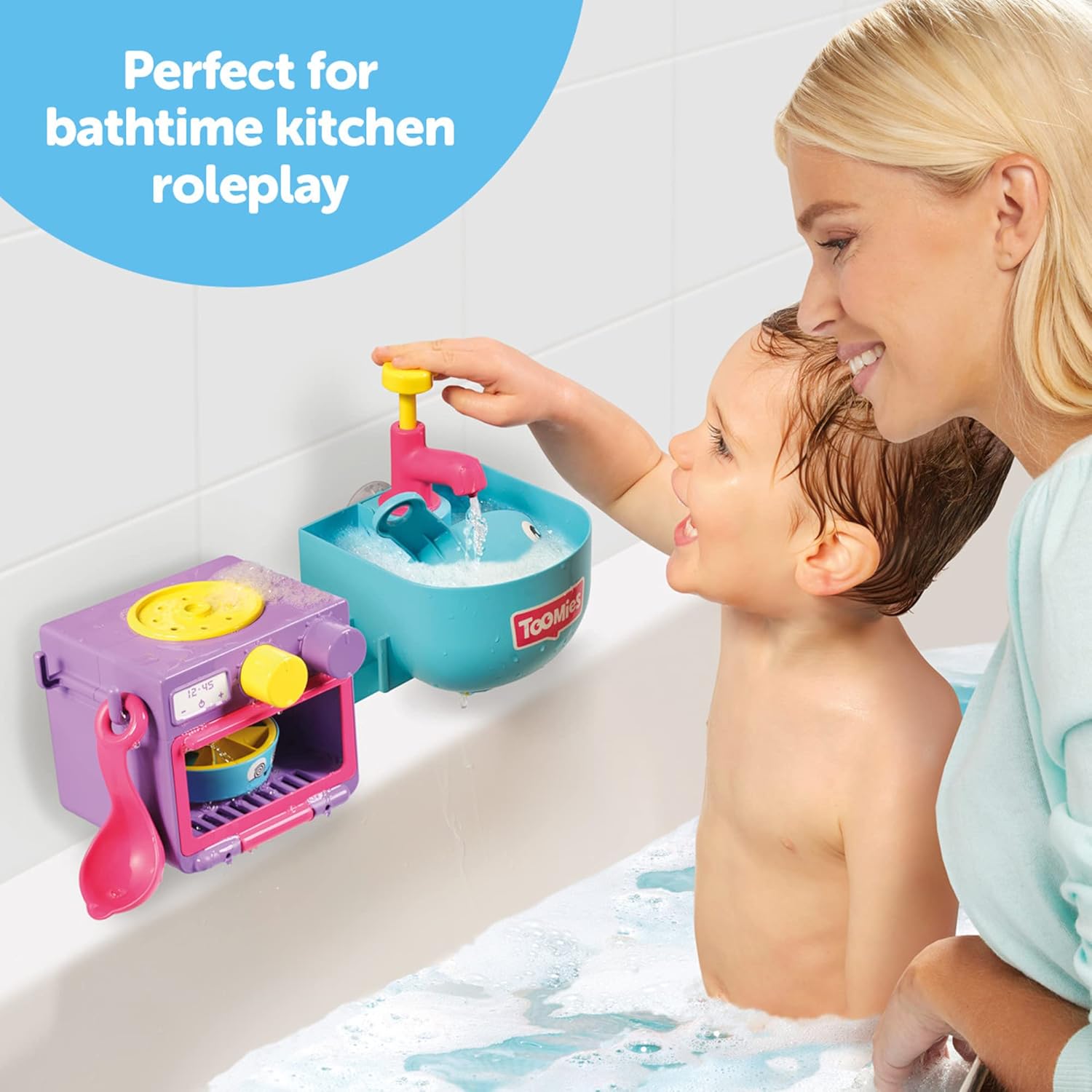 Toomies Bubble & Bake Bathtime Kitchen - 2 in 1 Bubble Making & Pretend Play Set for Toddlers 18M+ 2