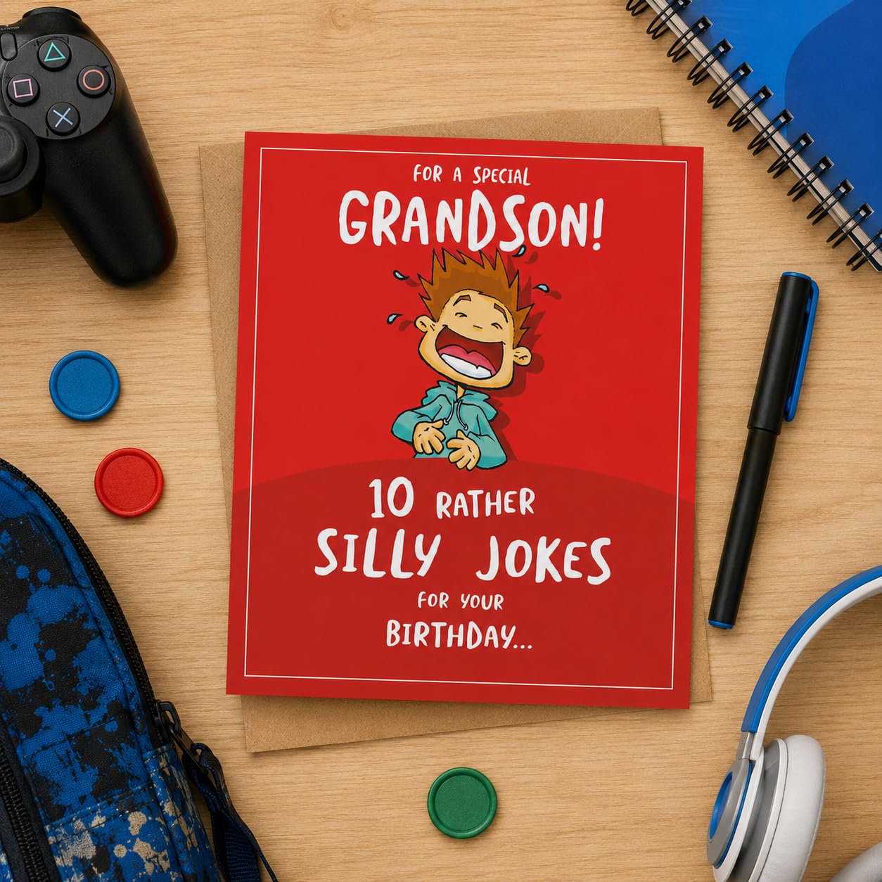 Emotional Rescue Special Grandson Birthday Card - Face Ache Humour | 15.4 x 18.4 cm | Envelope Included 5